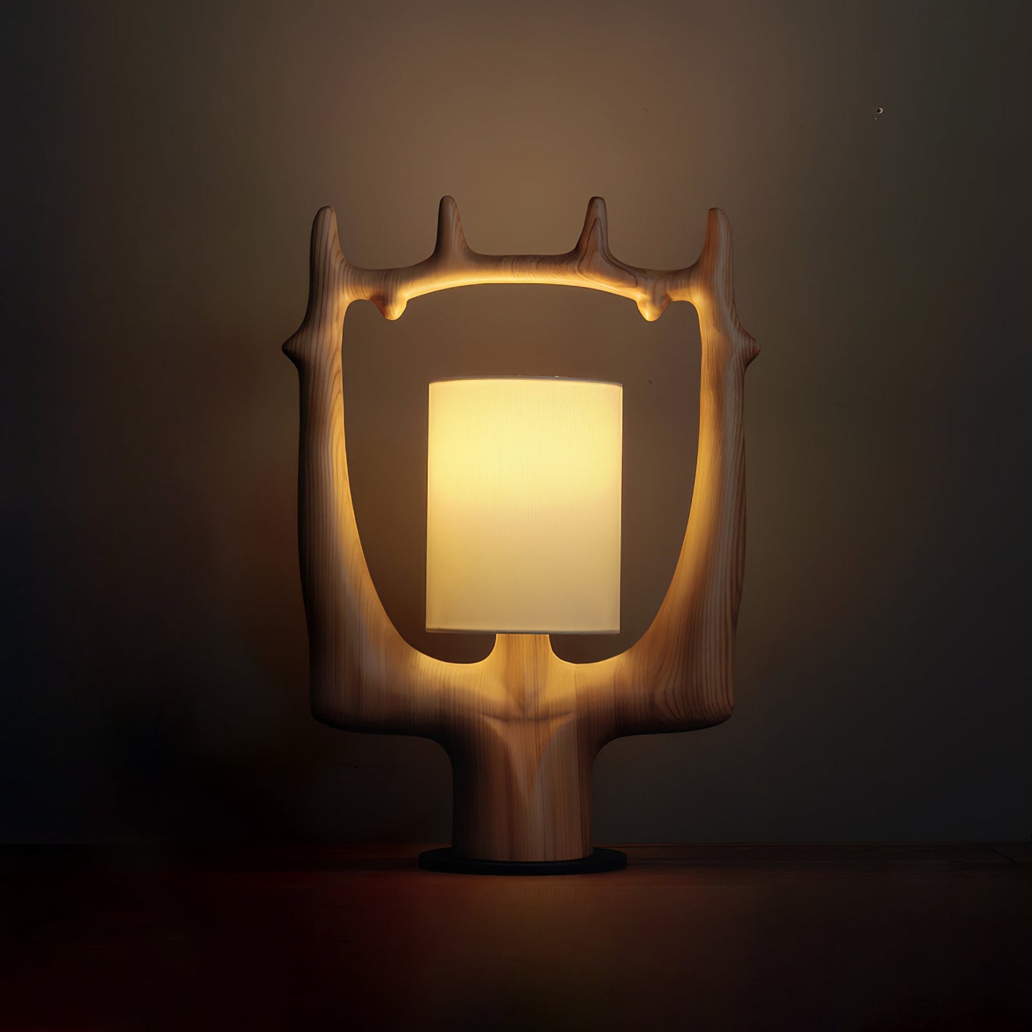 Antler Table Lamp | Wood, Metal, Fabric | Walnut, Black, White