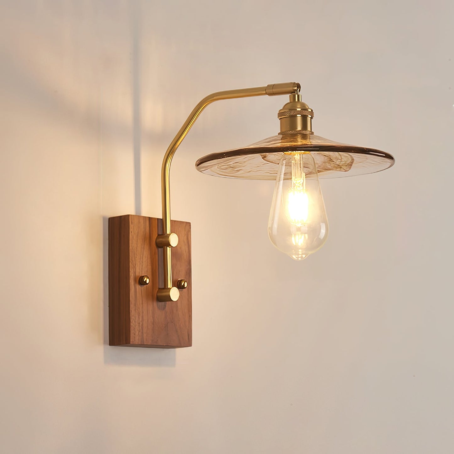 Heritage Walnut Wall Lamp | Wooden Base & Brass Accents | Various Sizes