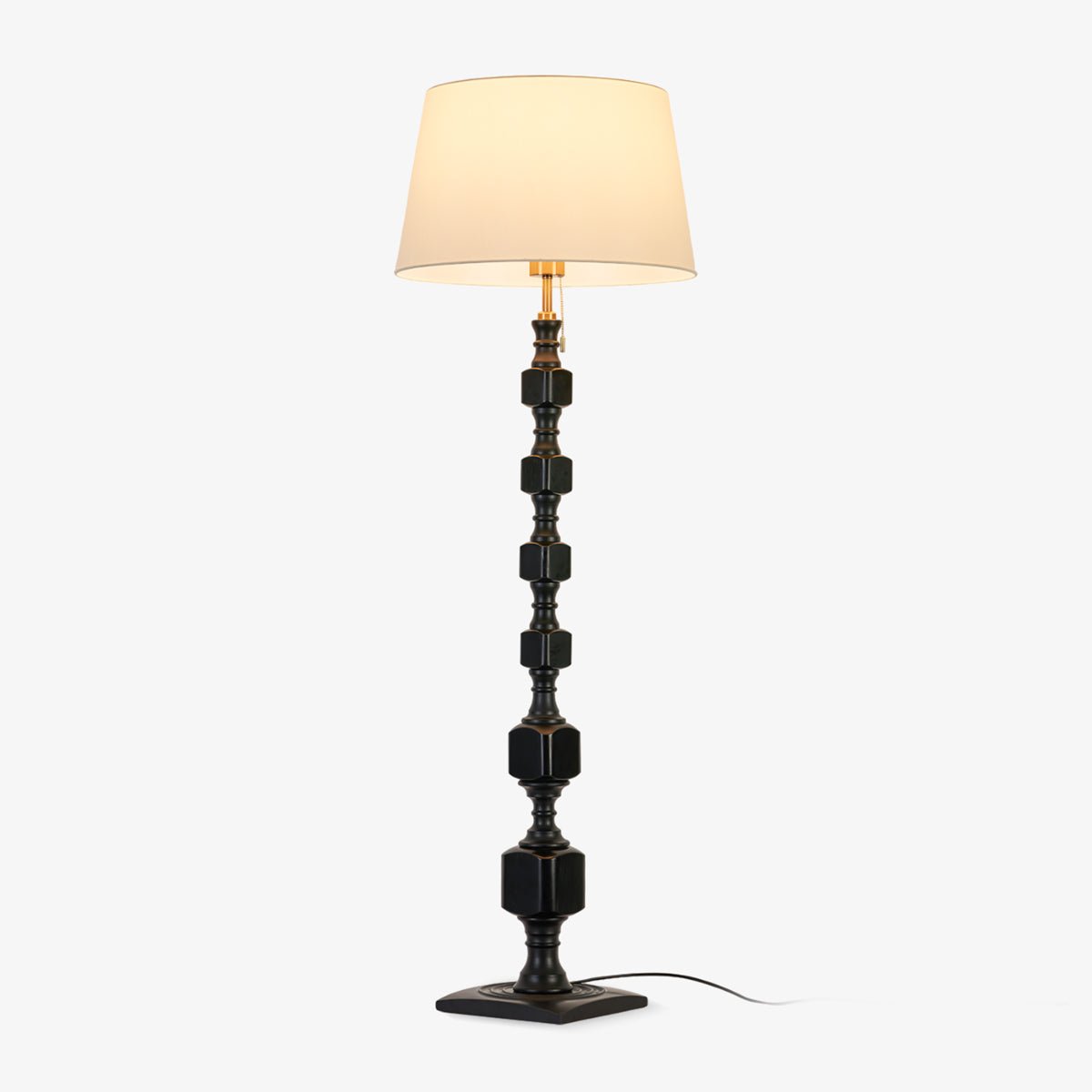 Hexas Floor Lamp | Wood & Metal | Gold and Walnut
