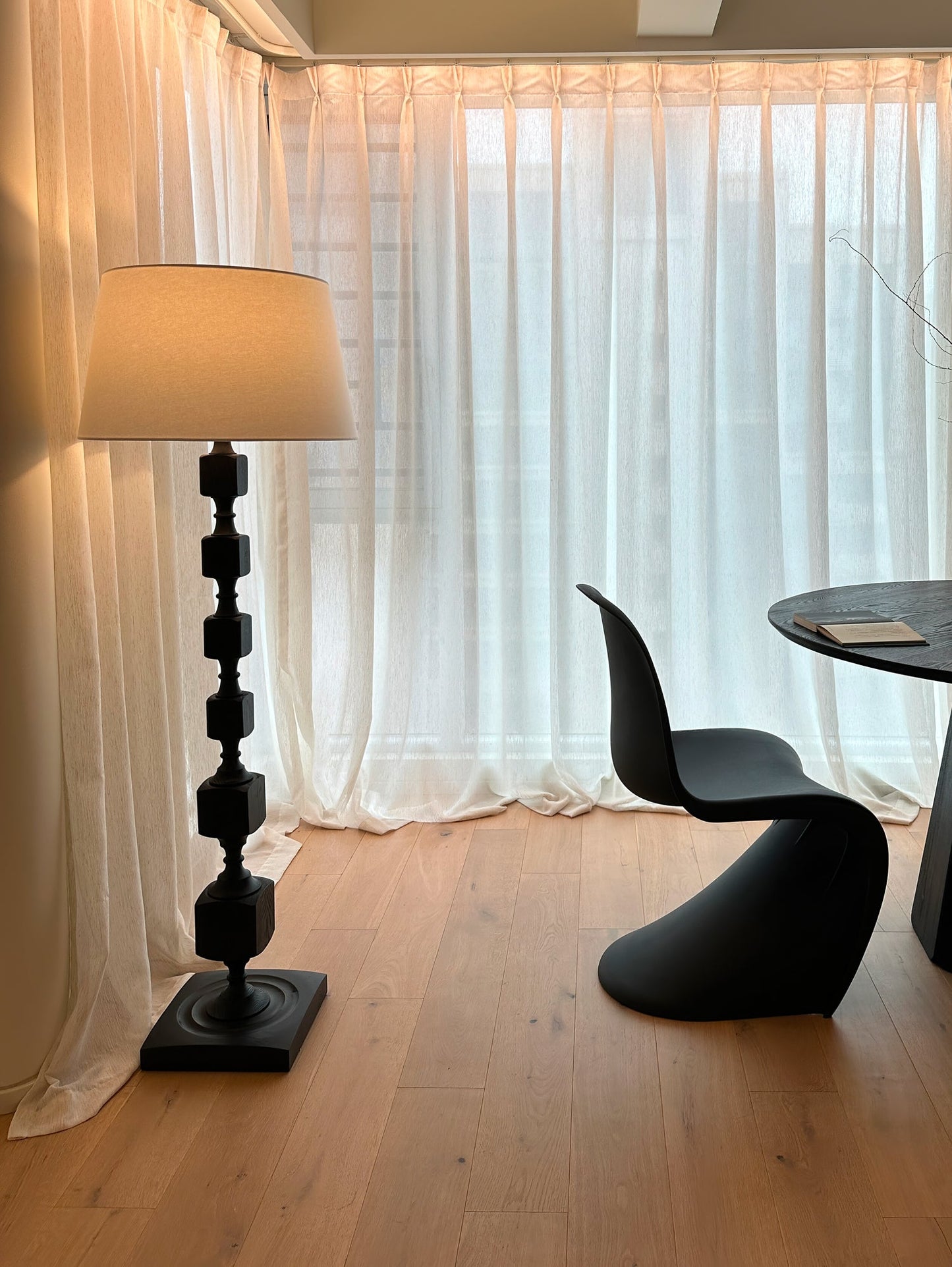 Hexas Floor Lamp | Wood & Metal | Gold and Walnut