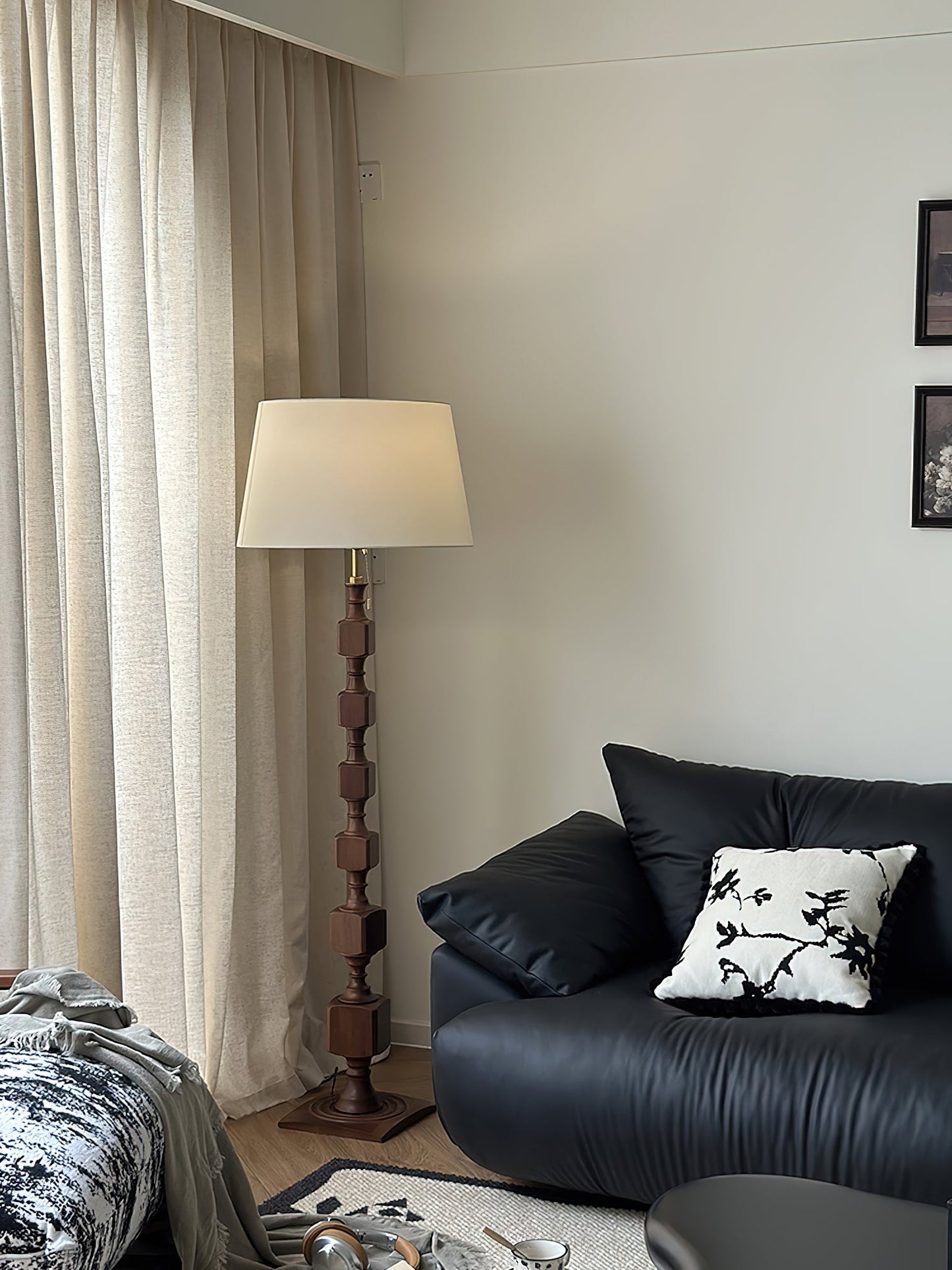 Hexas Floor Lamp | Wood & Metal | Gold and Walnut