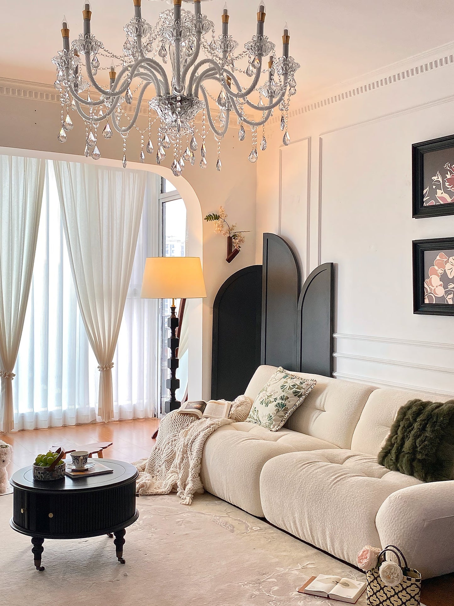 Hexas Floor Lamp | Wood & Metal | Gold and Walnut