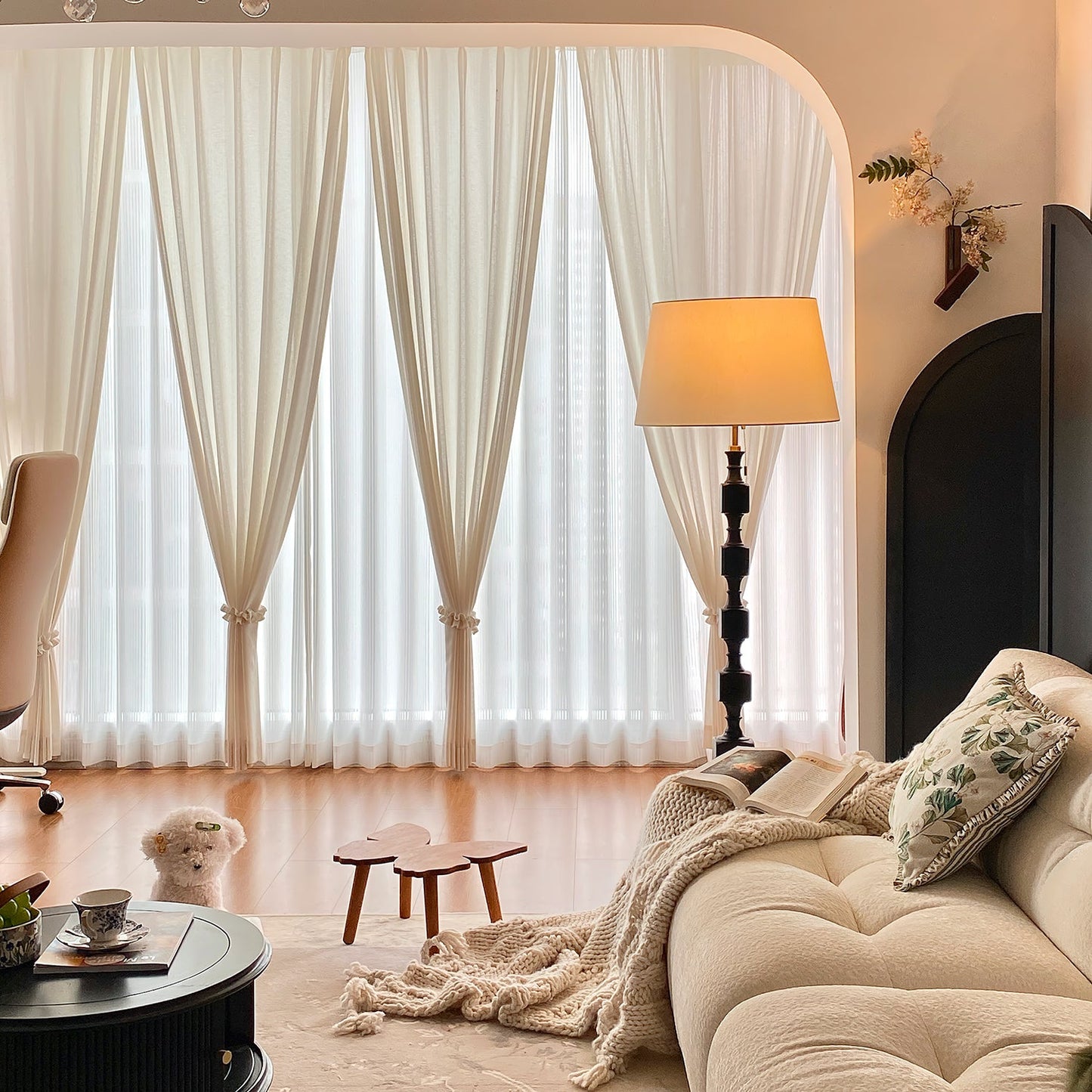 Hexas Floor Lamp | Wood & Metal | Gold and Walnut
