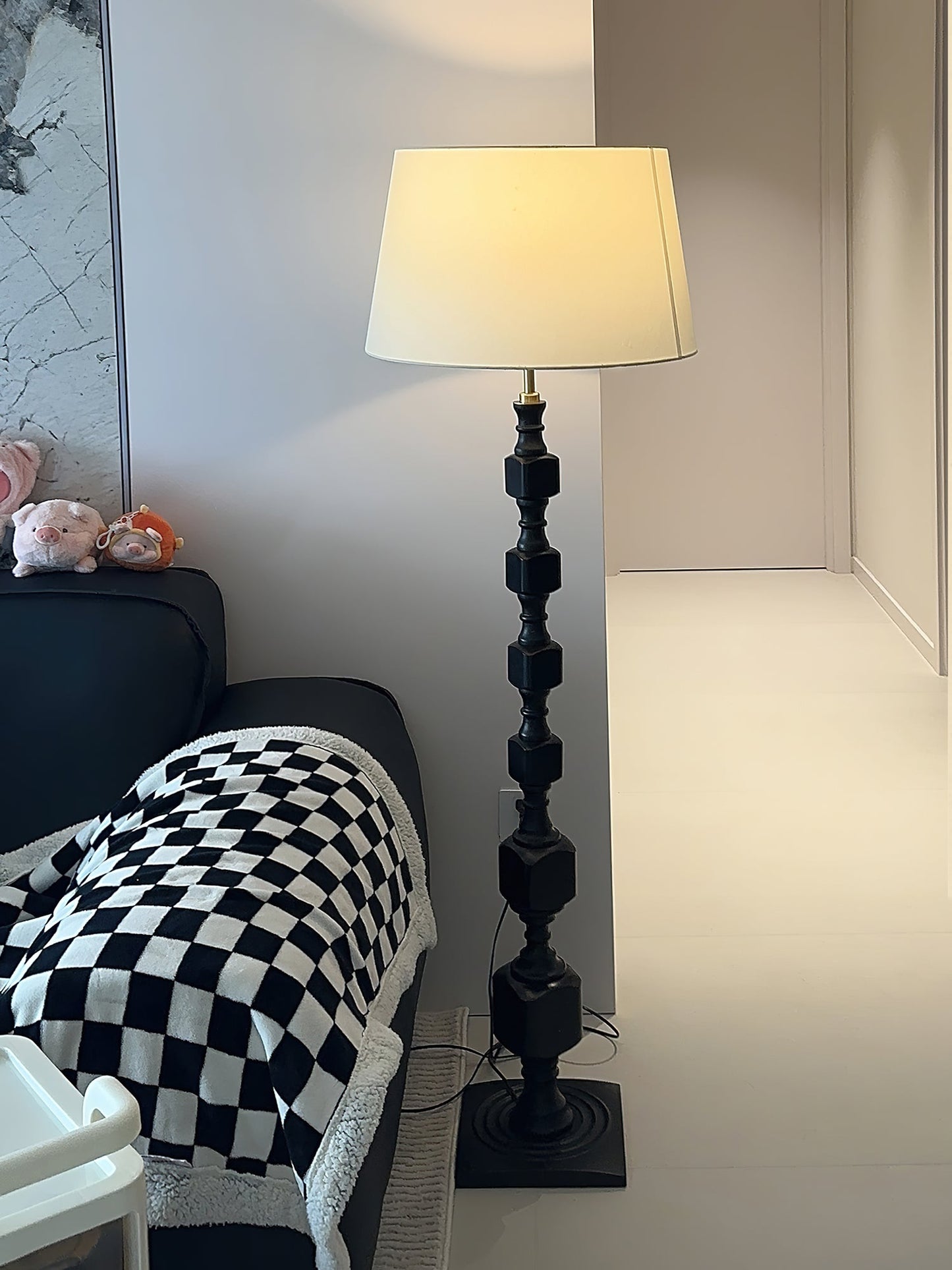 Hexas Floor Lamp | Wood & Metal | Gold and Walnut