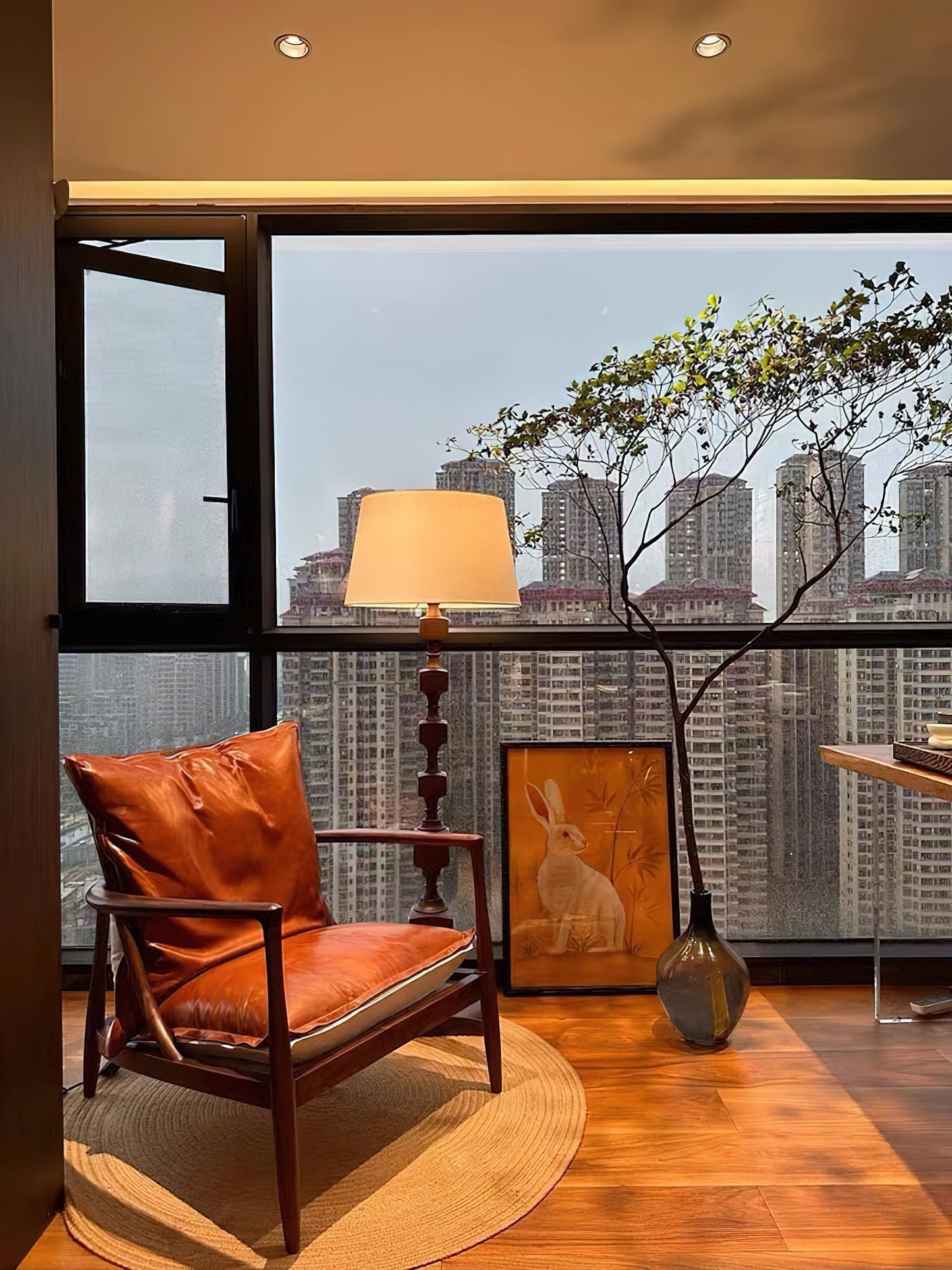 Hexas Floor Lamp | Wood & Metal | Gold and Walnut