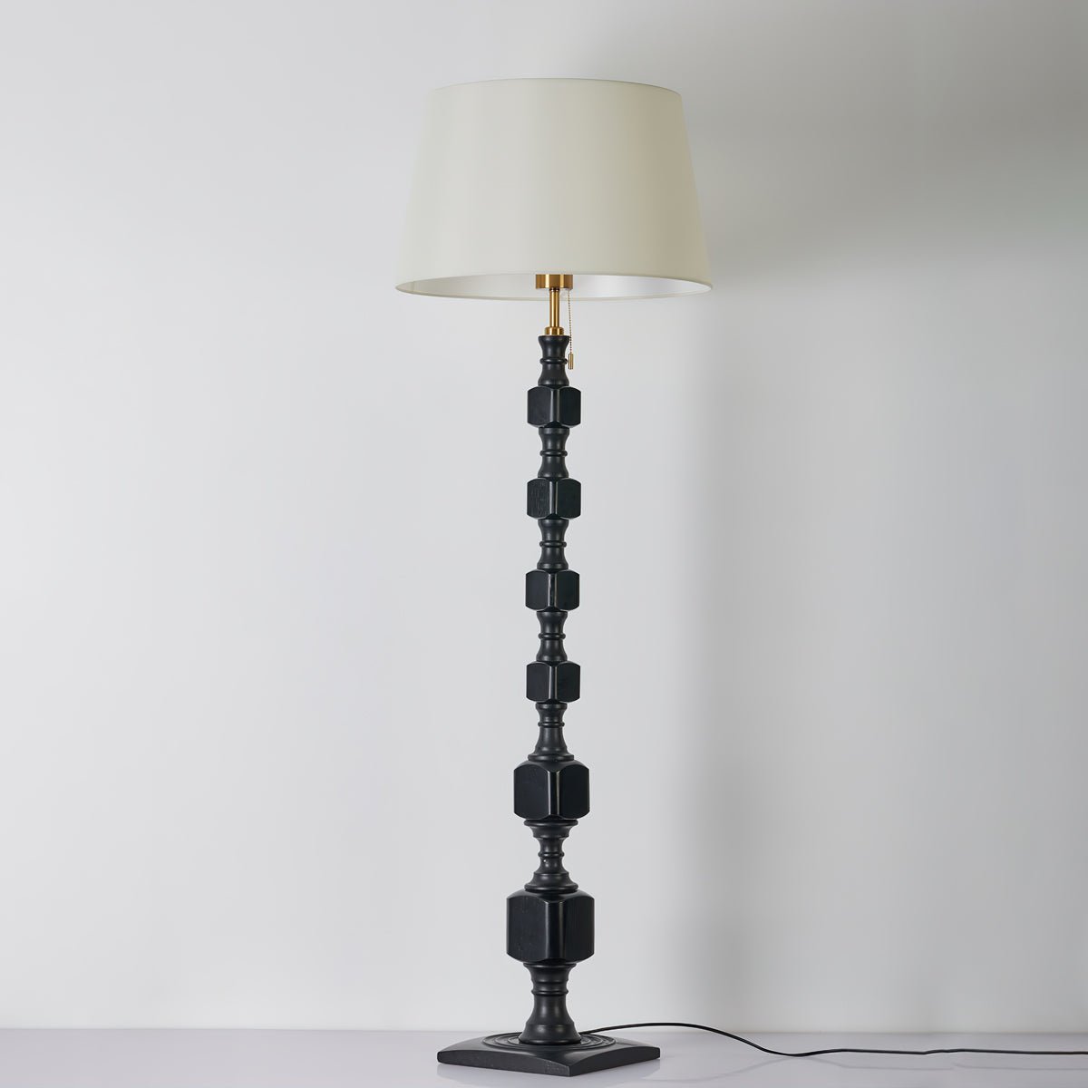 Hexas Floor Lamp | Wood & Metal | Gold and Walnut