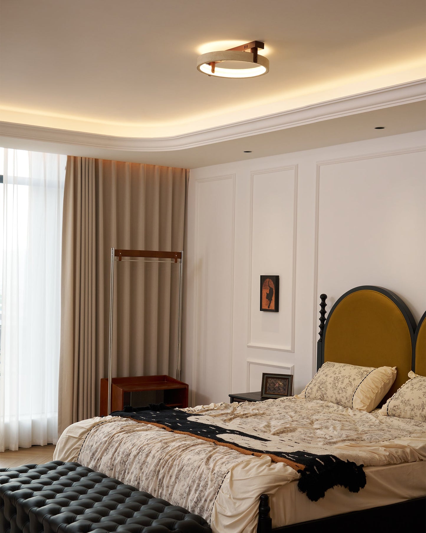 Horizon Ring Ceiling Lamp | Yellow Travertine & Acrylic | Various Sizes