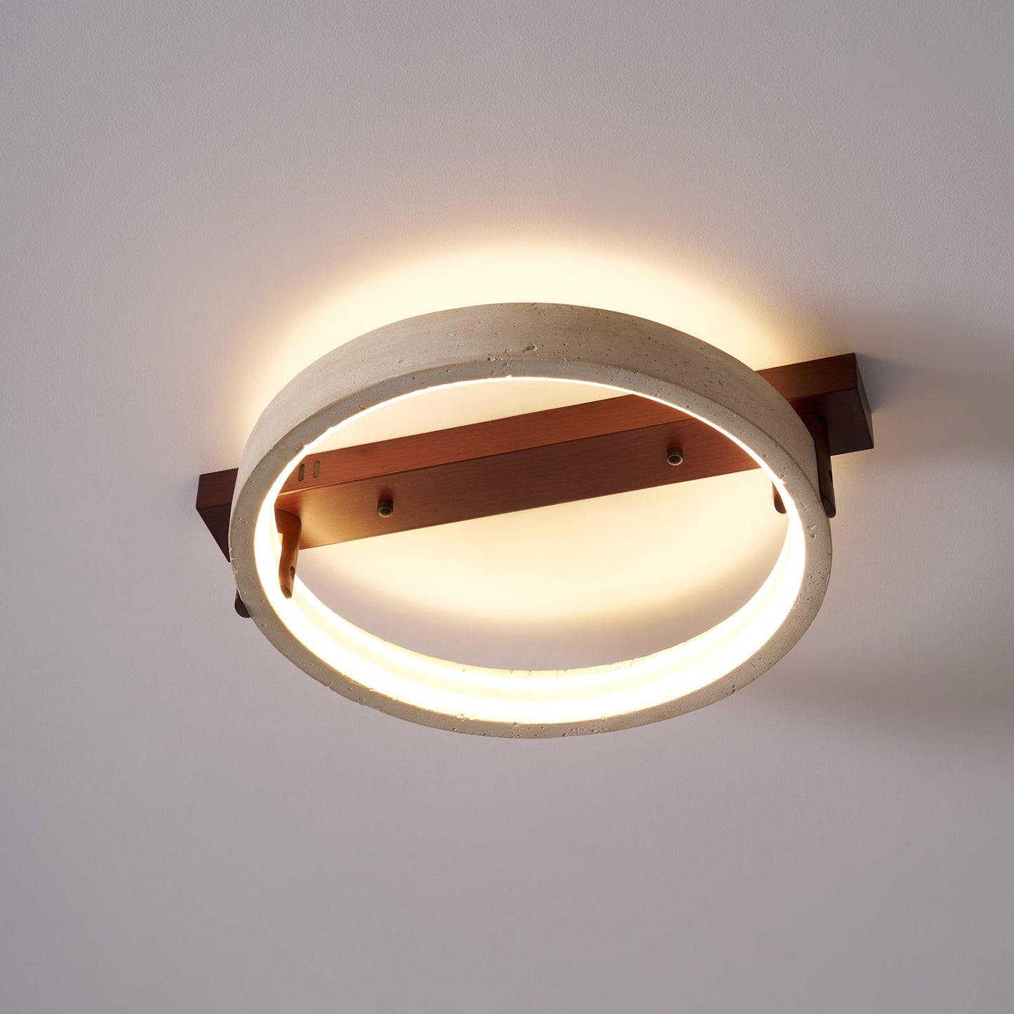 Horizon Ring Ceiling Lamp | Yellow Travertine & Acrylic | Various Sizes