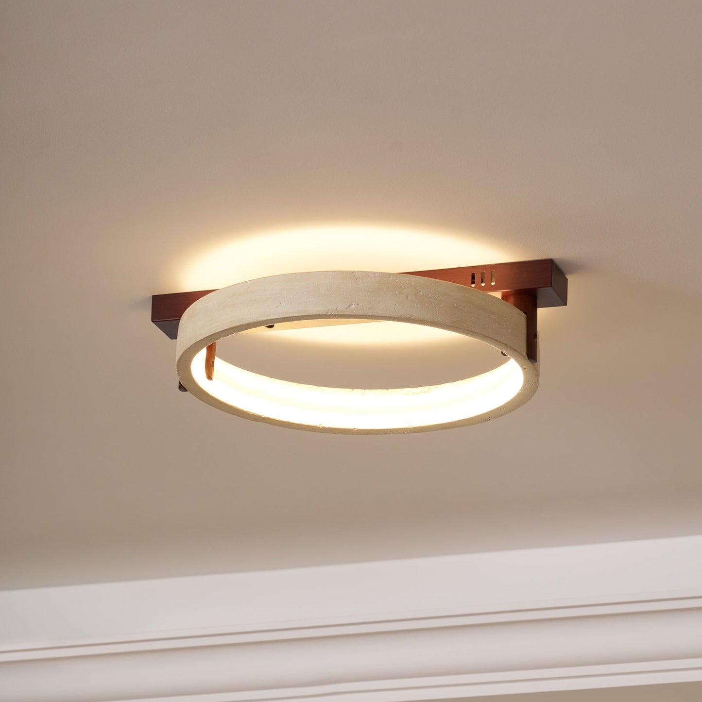 Horizon Ring Ceiling Lamp | Yellow Travertine & Acrylic | Various Sizes