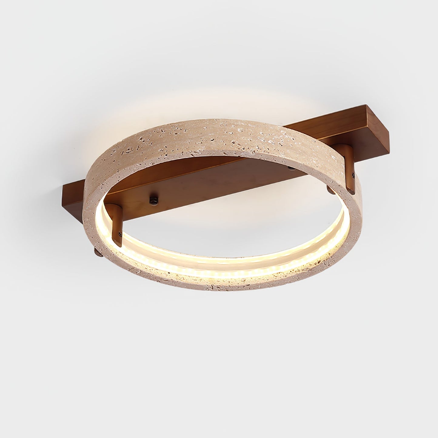 Horizon Ring Ceiling Lamp | Yellow Travertine & Acrylic | Various Sizes