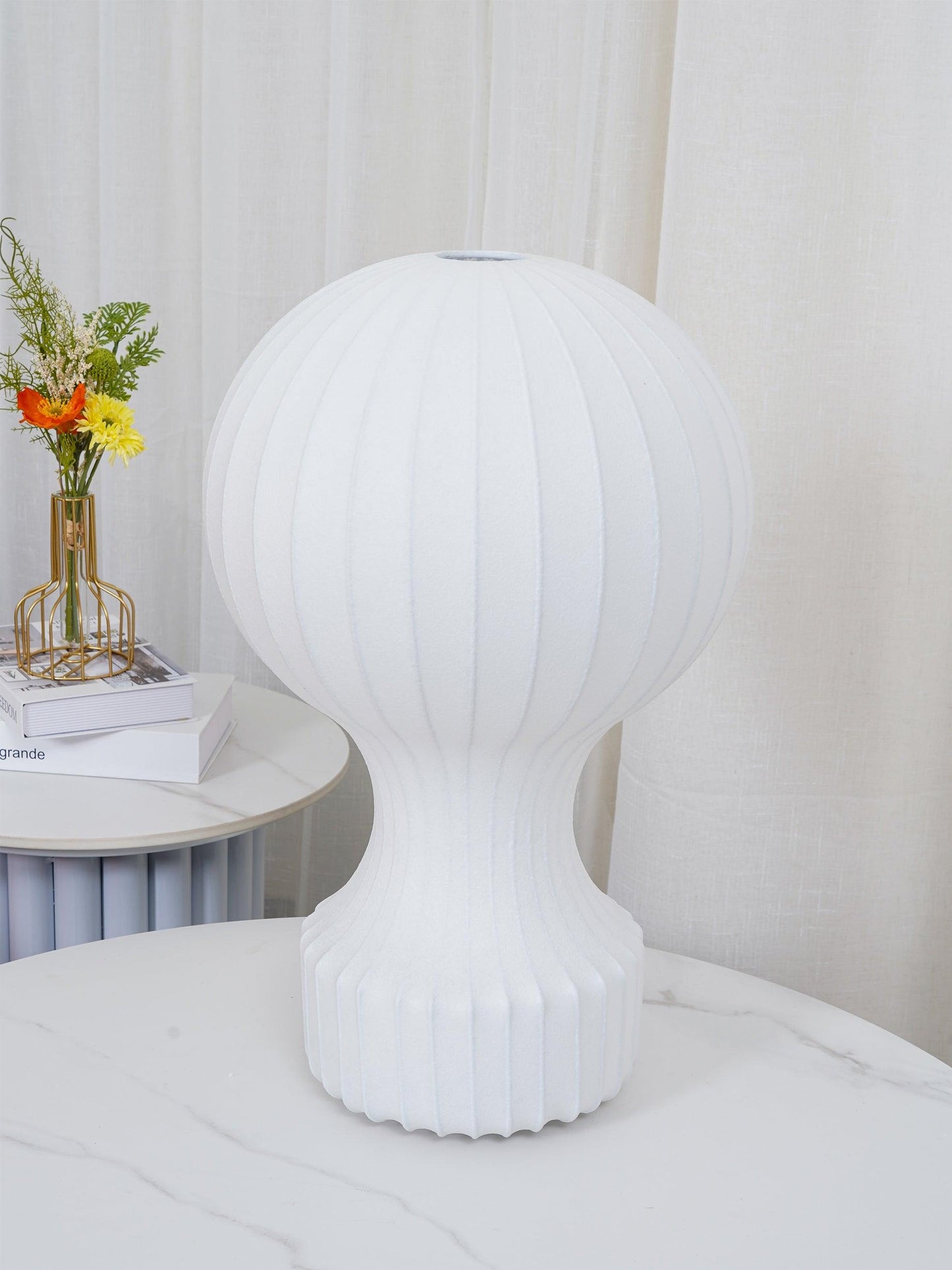 Hot Air Balloon Table Lamp | Steel & Cocoon Design | White Shade