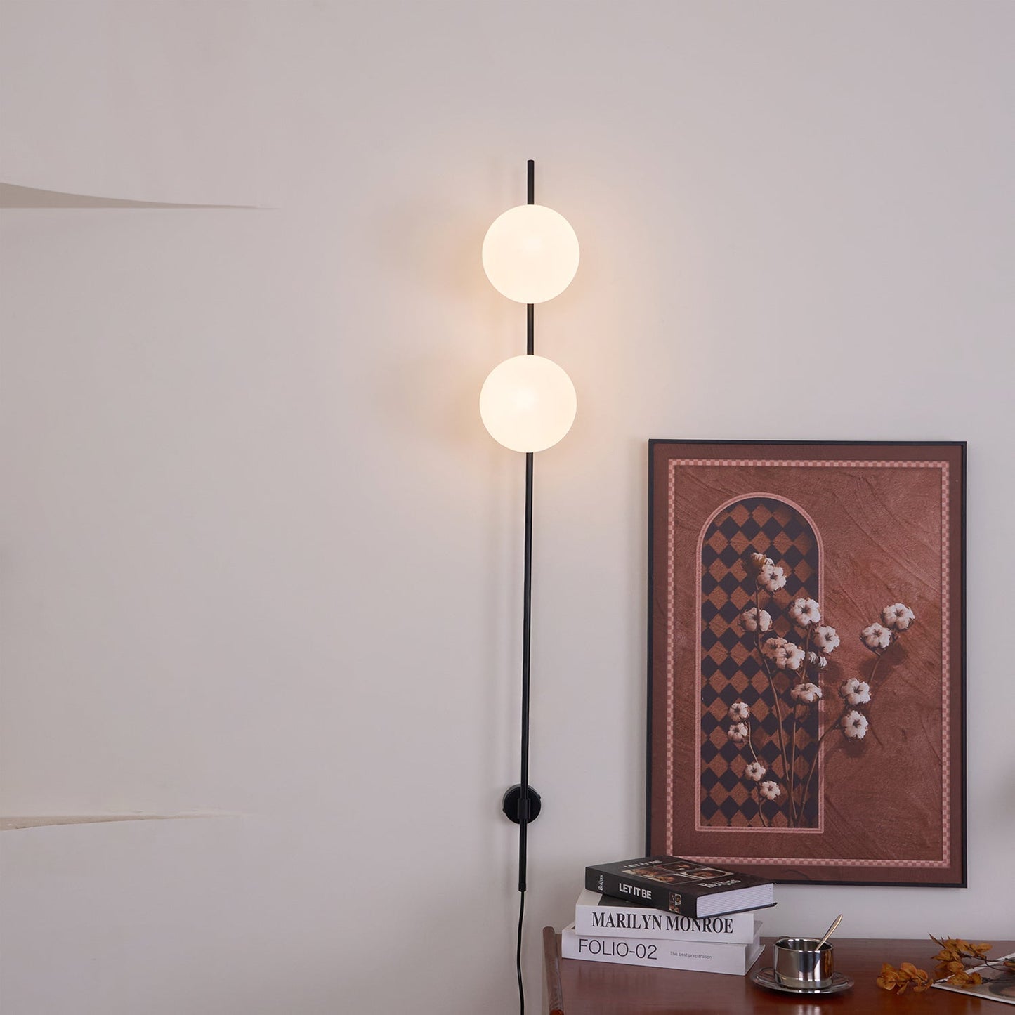 Houseof Plug-in Wall Light | Metal & Glass | White, Black, Gold
