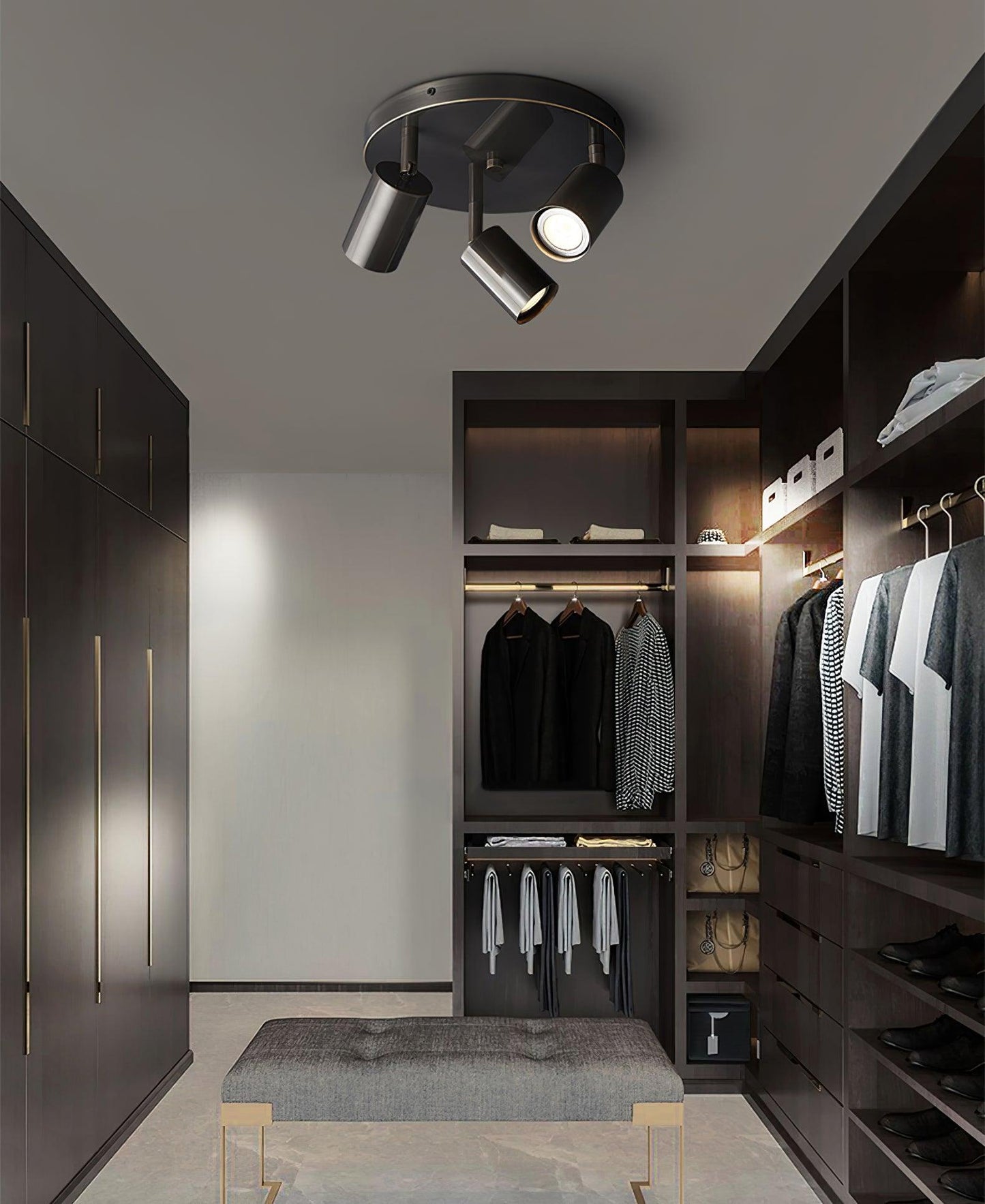 Hugo Hotspot Ceiling Light | Metal & Brass | Black or Brass, 3 or 5 Heads