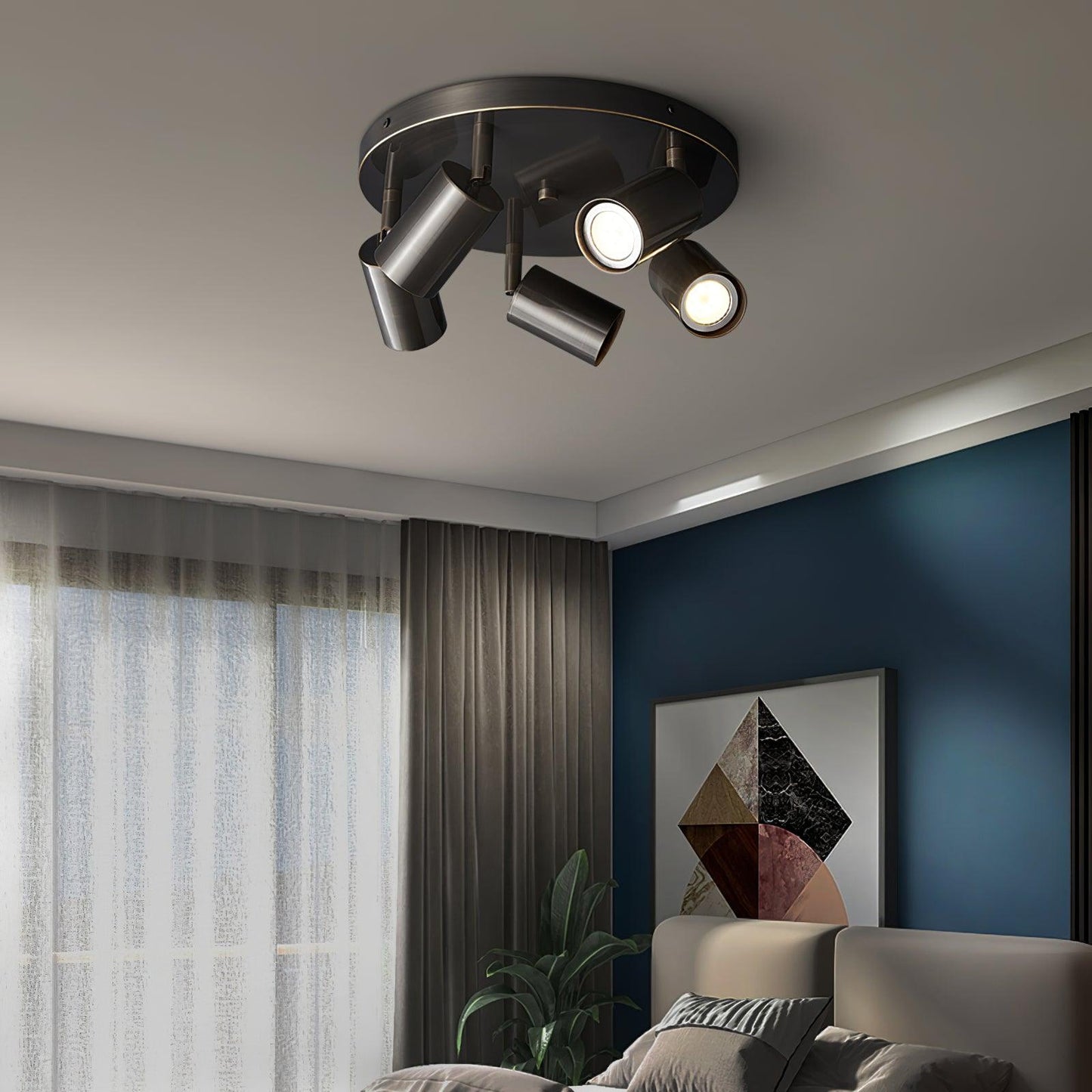 Hugo Hotspot Ceiling Light | Metal & Brass | Black or Brass, 3 or 5 Heads