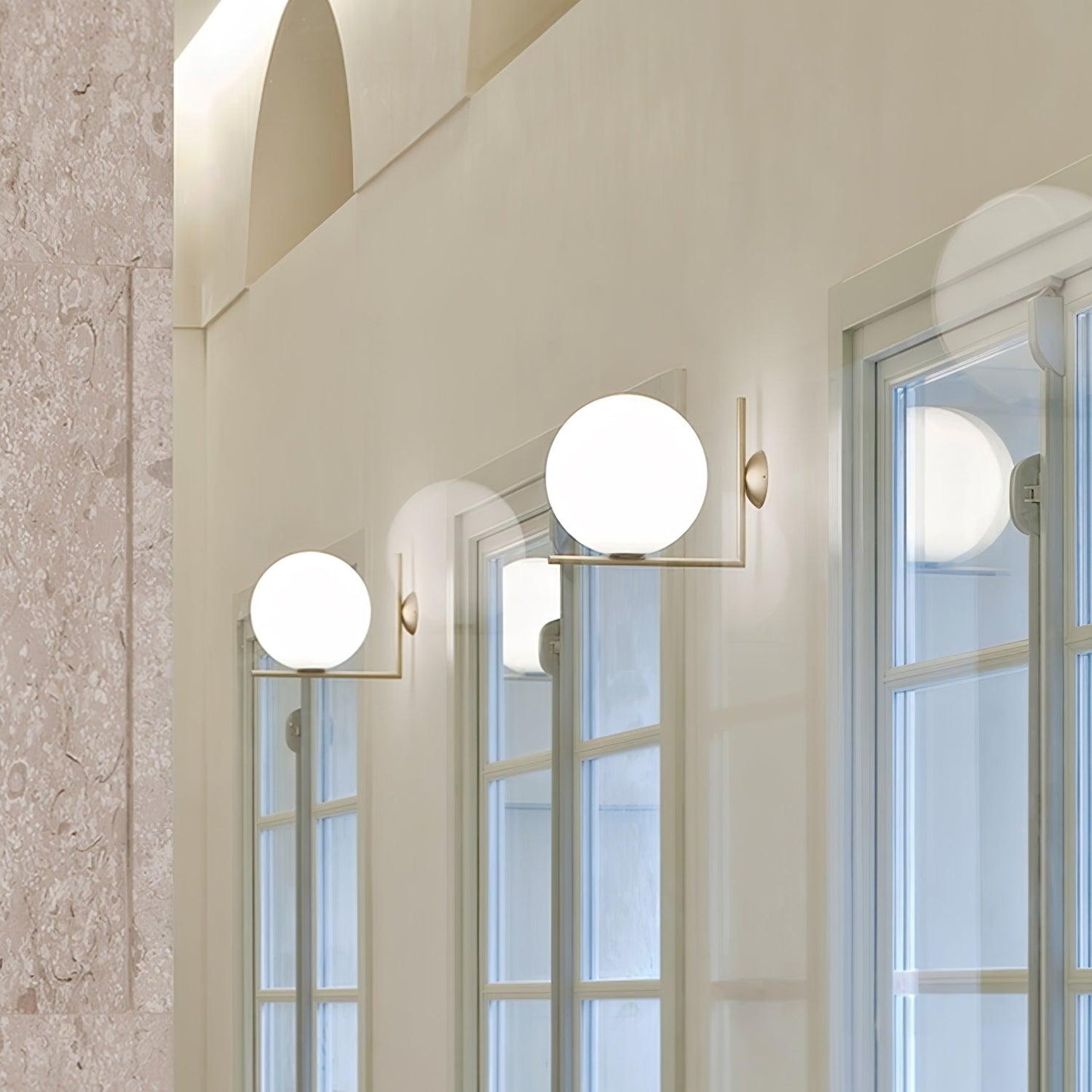 Blown Glass Wall Lamp | Opal Glass | Gold or Black