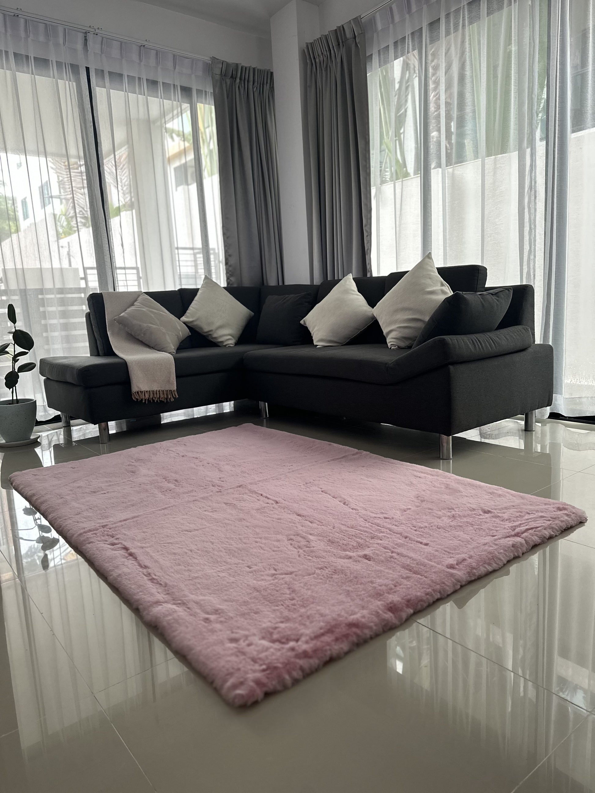 Rabbit Fur Area Rug | Extra Soft & Fluffy | Rectangular