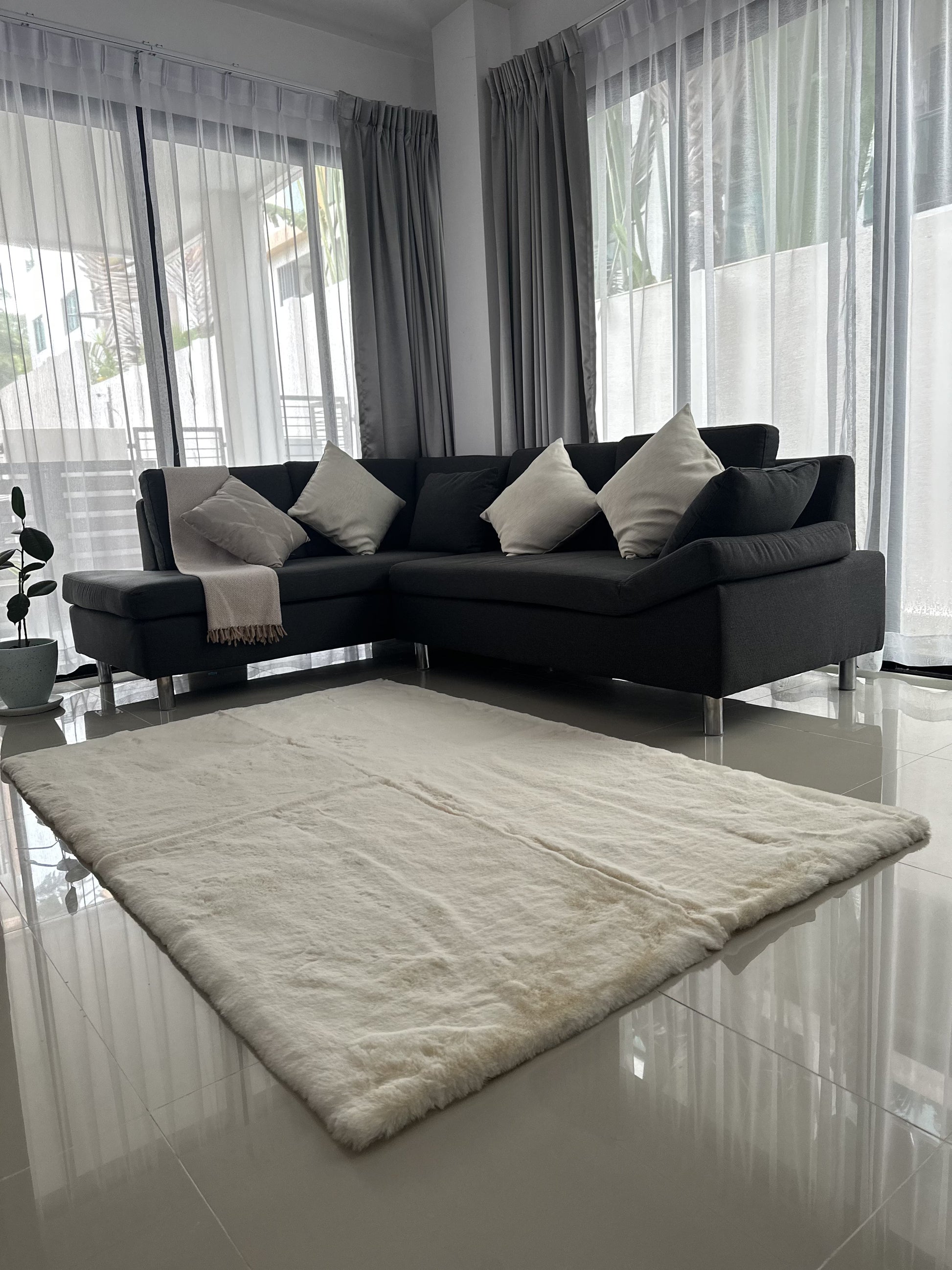 Rabbit Fur Area Rug | Extra Soft & Fluffy | Rectangular