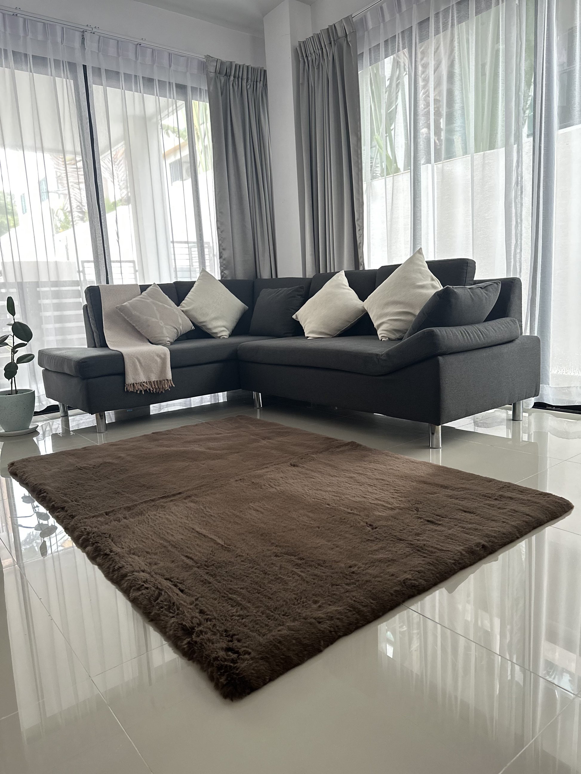 Rabbit Fur Area Rug | Extra Soft & Fluffy | Rectangular