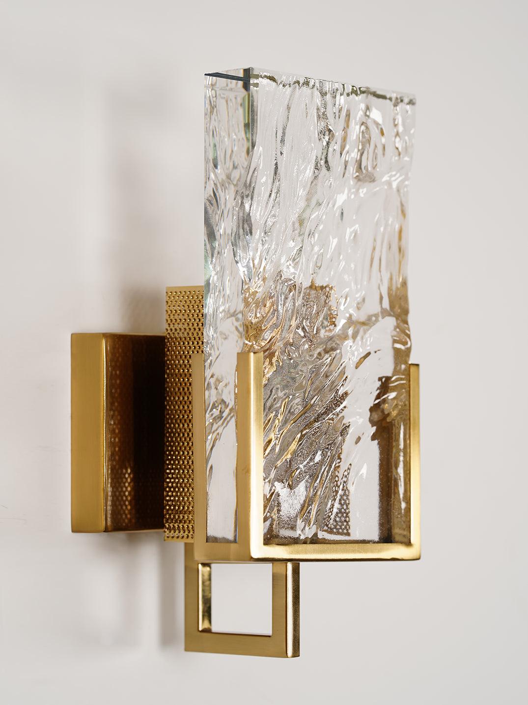 Ice Crystal Wall Lamp | Crystal Glass | Brass Finish