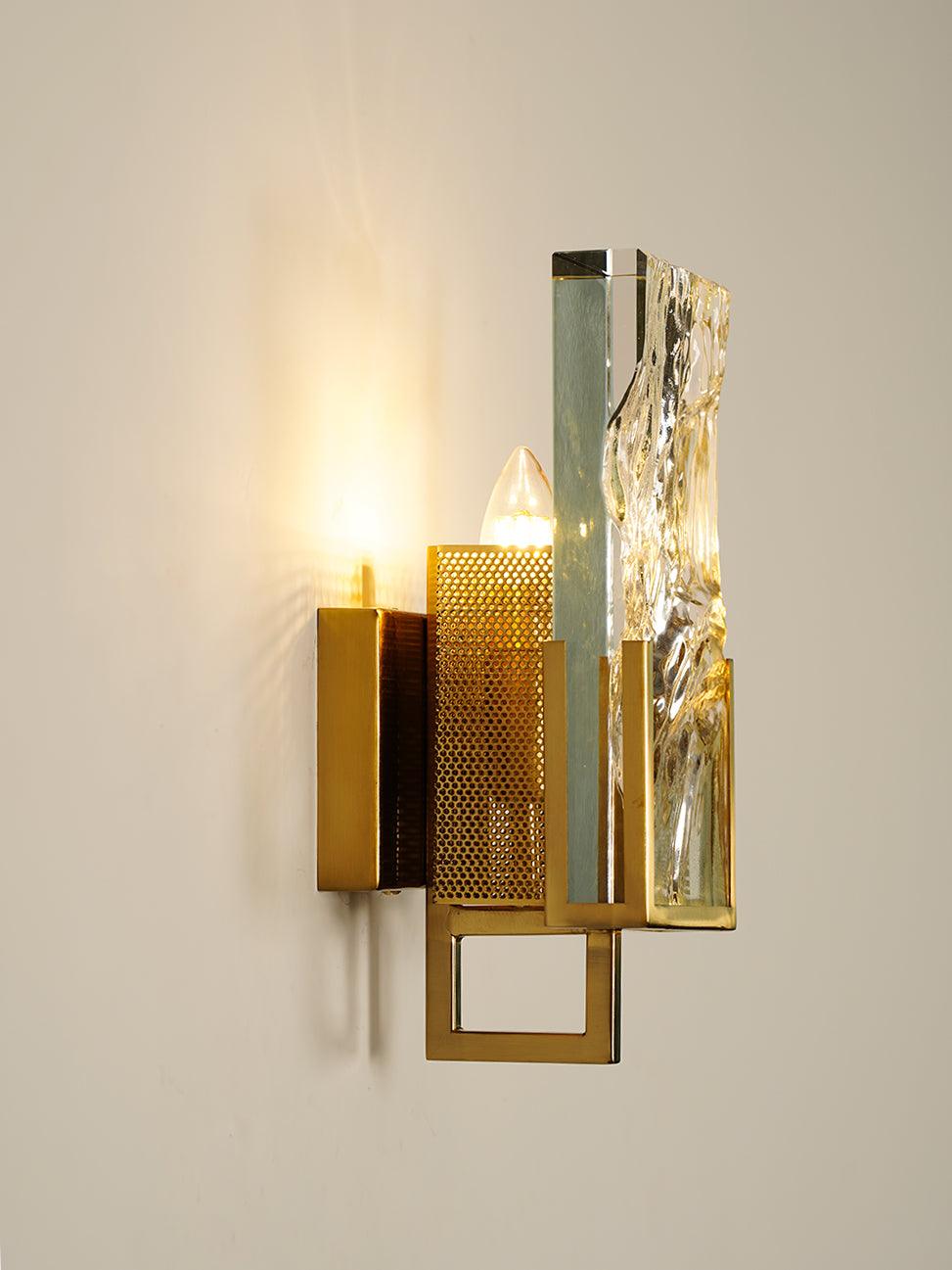 Ice Crystal Wall Lamp | Crystal Glass | Brass Finish