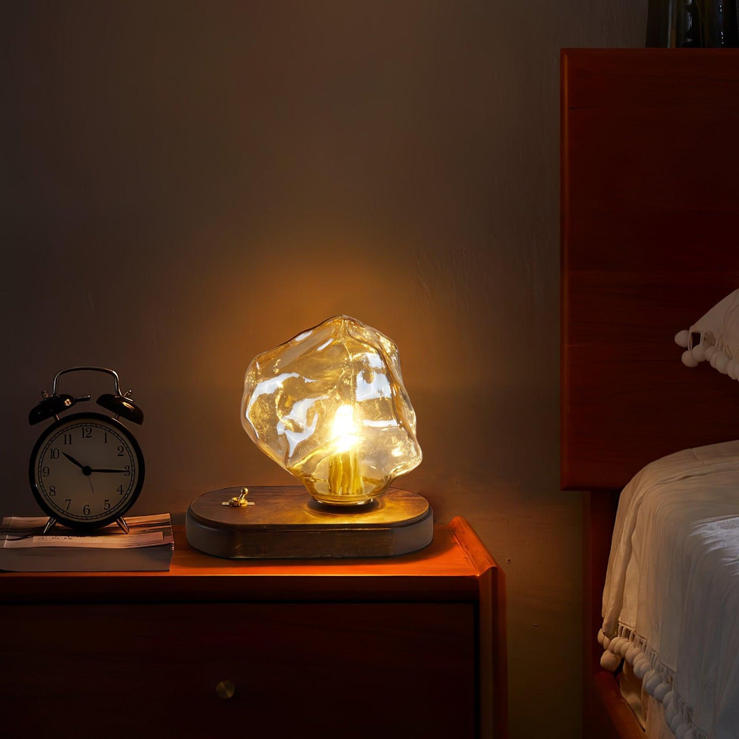 Ice Stone Table Lamp | Mouth-Blown Glass | Smoke Gray & Amber