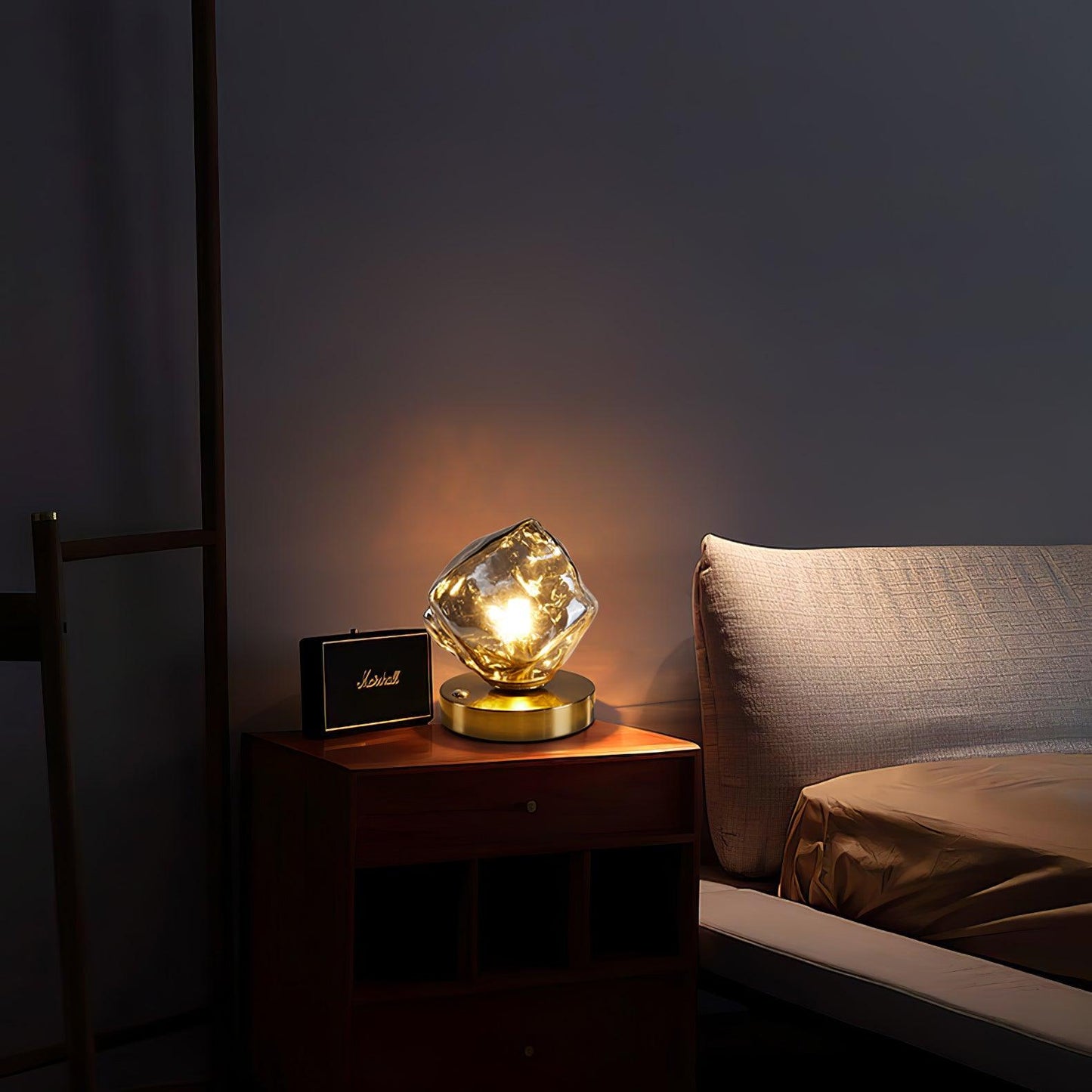 Ice Stone Table Lamp | Mouth-Blown Glass | Smoke Gray & Amber