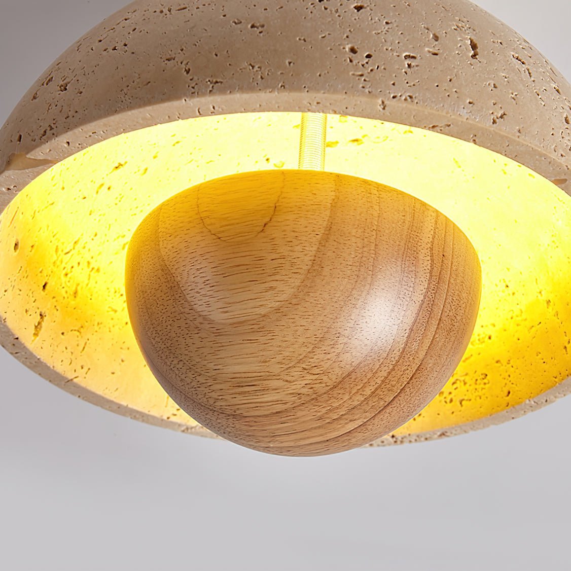 Inverted Ceiling Lamp | Travertine, Metal, Wood | Yellow, Walnut, Wood Color