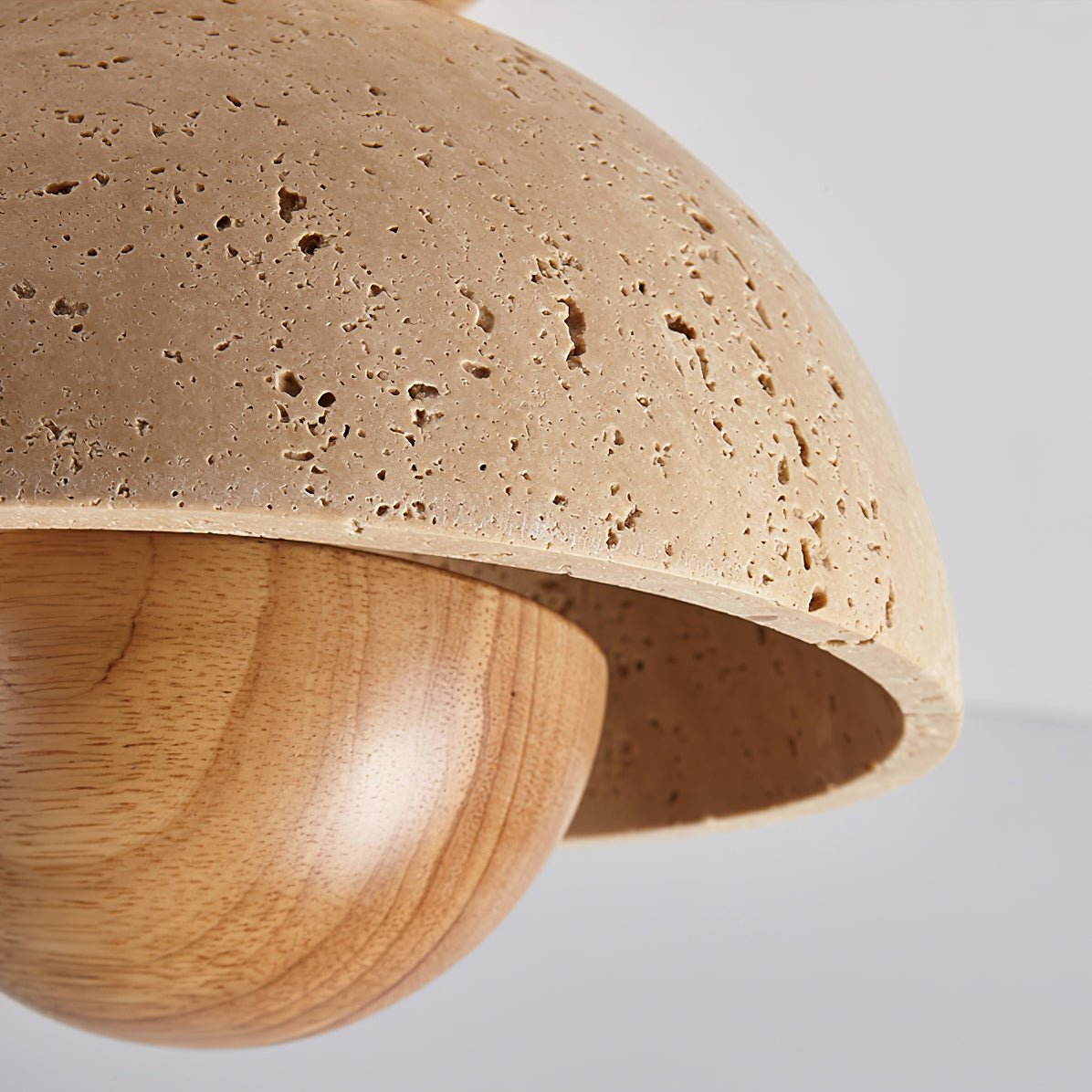 Inverted Ceiling Lamp | Travertine, Metal, Wood | Yellow, Walnut, Wood Color
