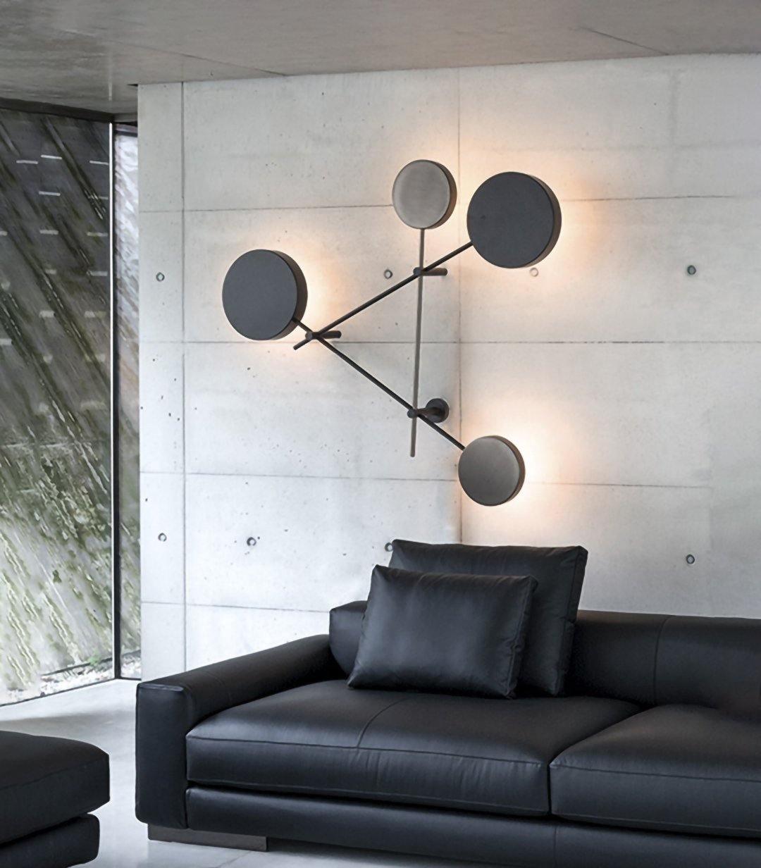 Lride Wall Lamp | Metal, Iron, Acrylic | Black, Gray + Black