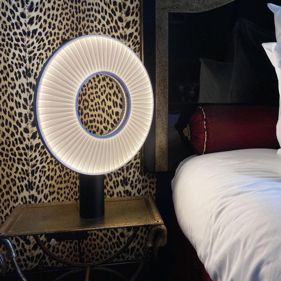 Vespera Table Lamp | Metal & Fabric | Black and White