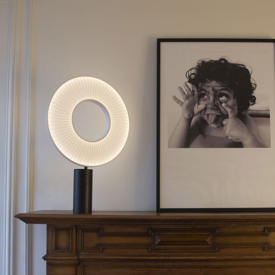 Vespera Table Lamp | Metal & Fabric | Black and White
