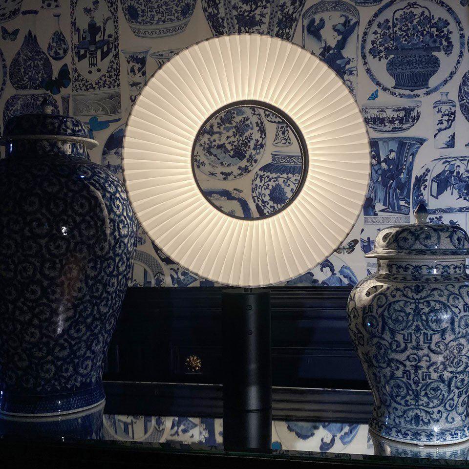 Vespera Table Lamp | Metal & Fabric | Black and White