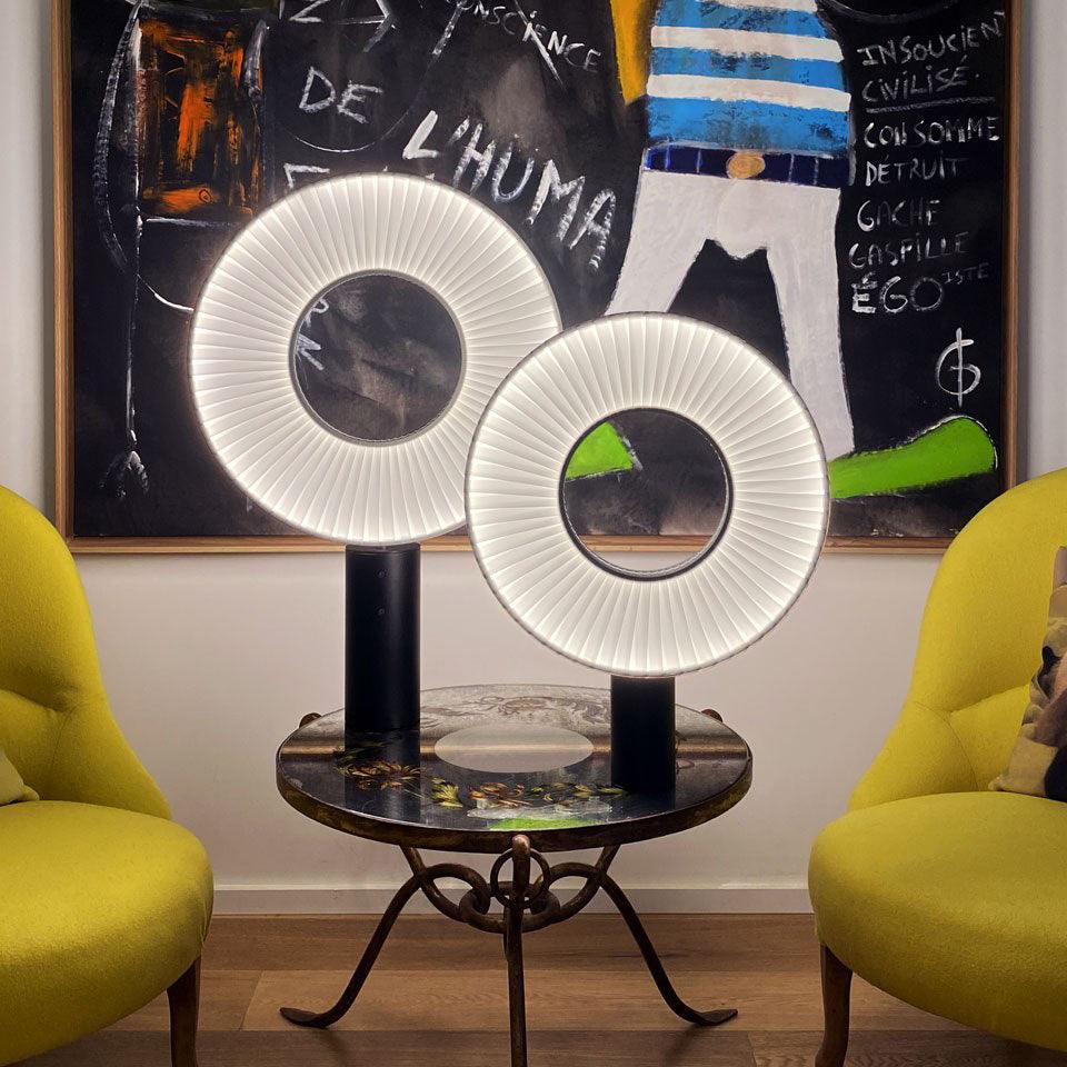 Vespera Table Lamp | Metal & Fabric | Black and White