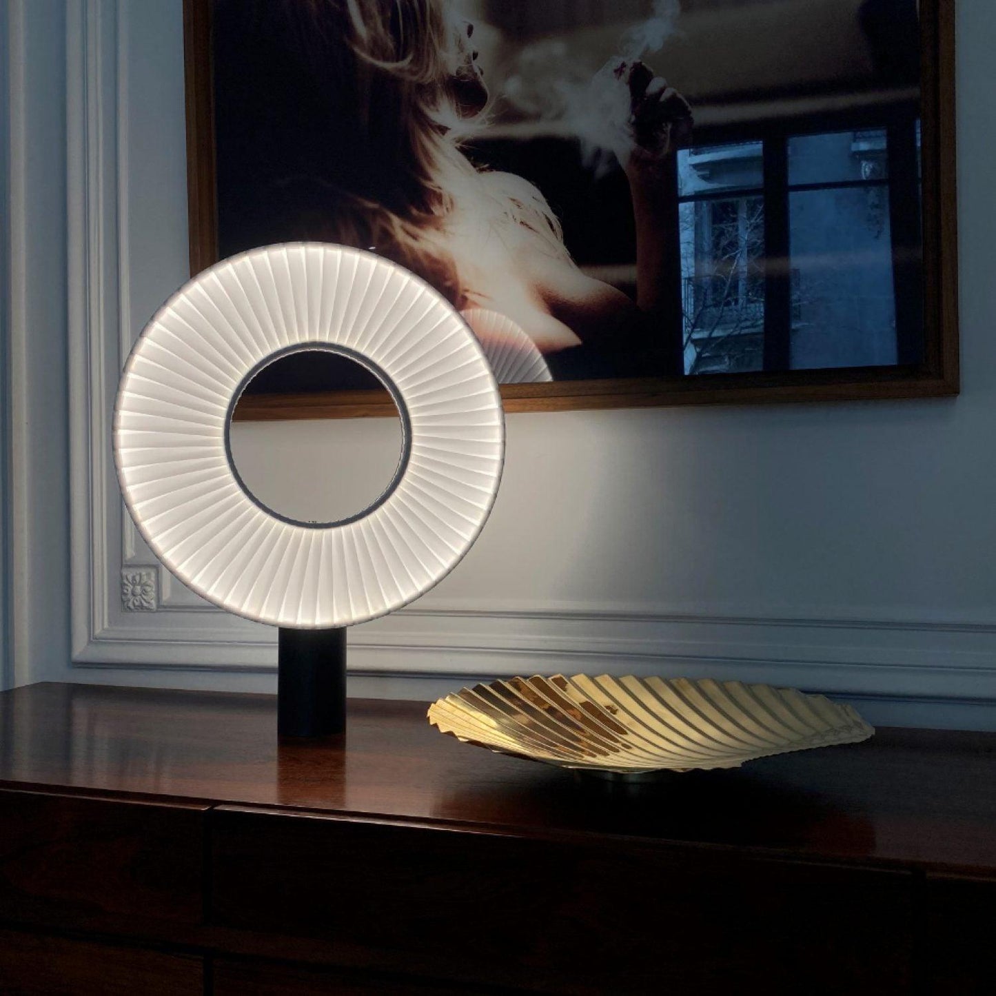 Vespera Table Lamp | Metal & Fabric | Black and White
