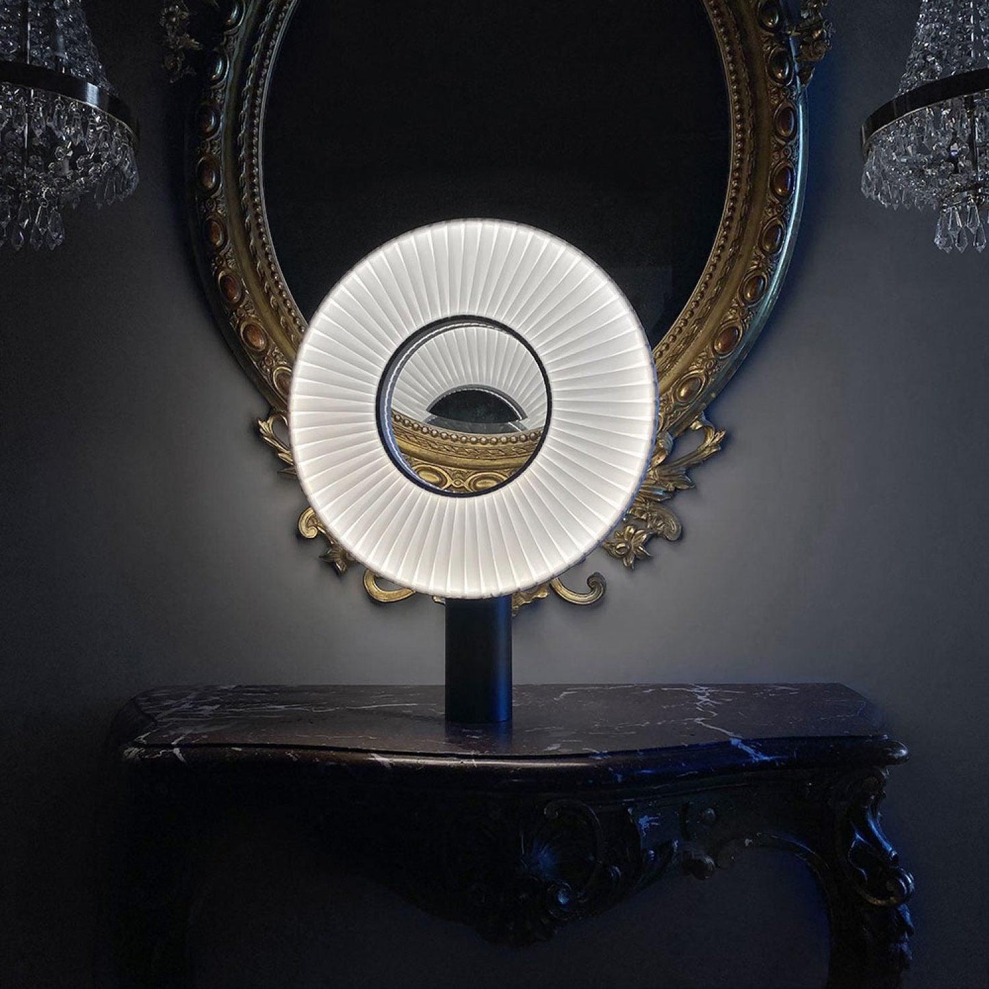 Vespera Table Lamp | Metal & Fabric | Black and White