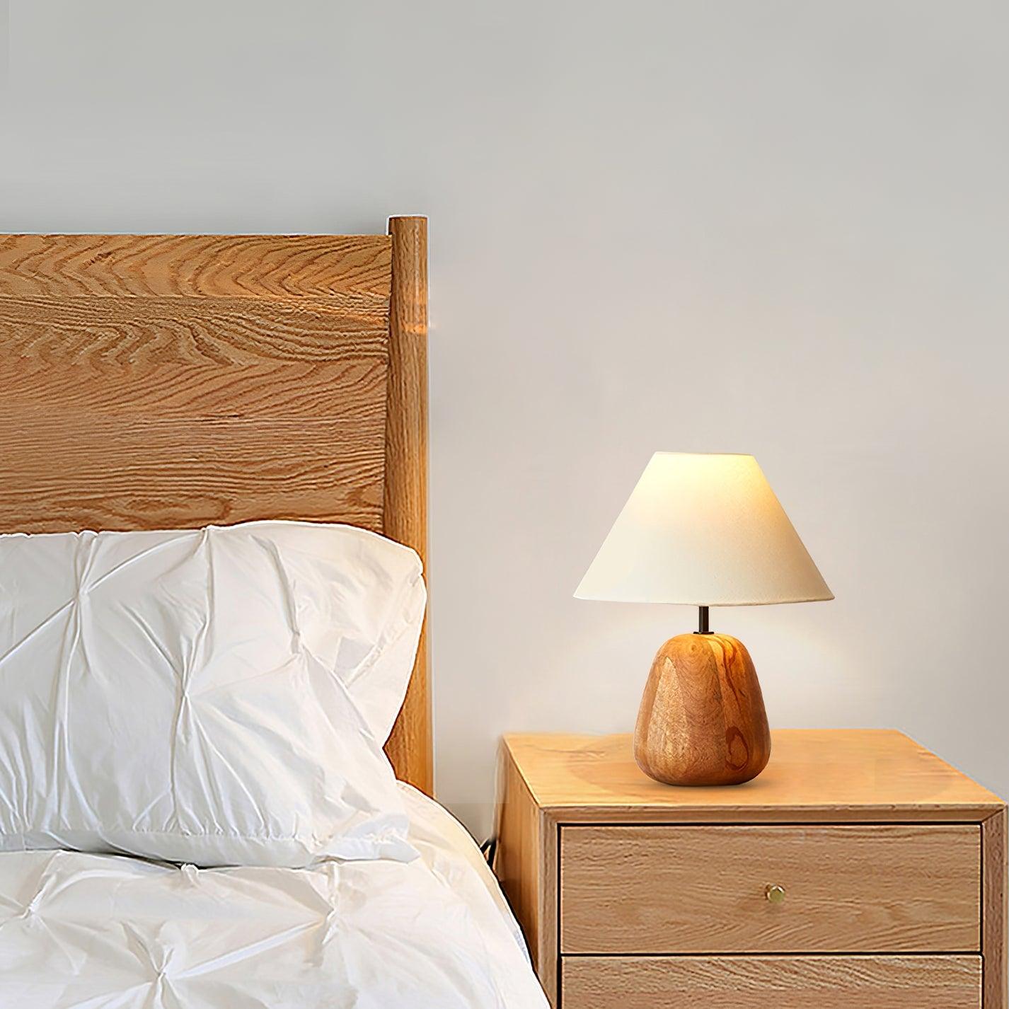 Irving Wood Table Lamp | Wood & Fabric | White