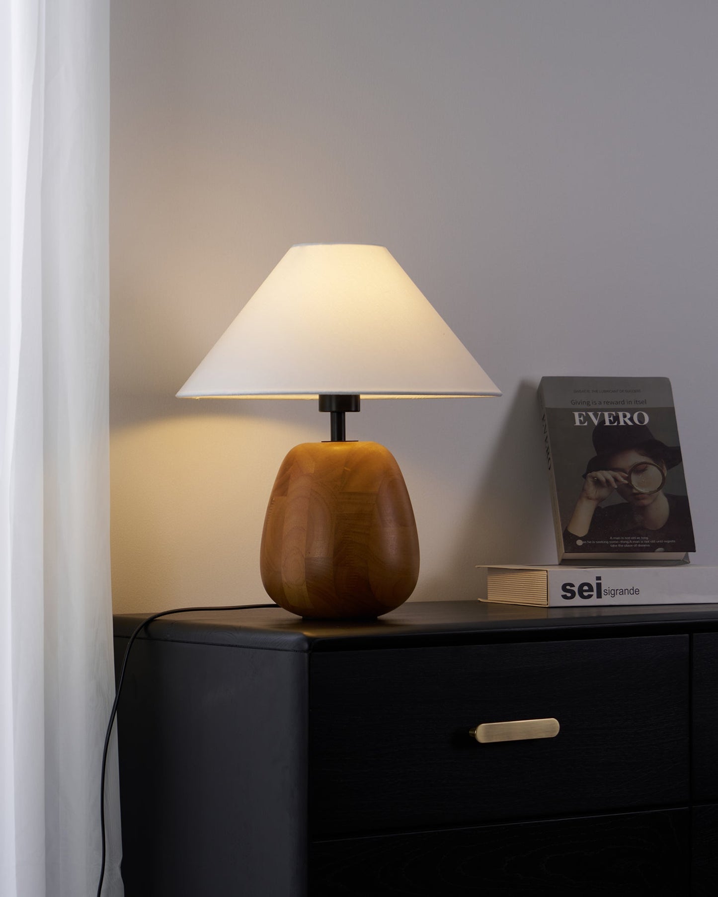 Irving Wood Table Lamp | Wood & Fabric | White
