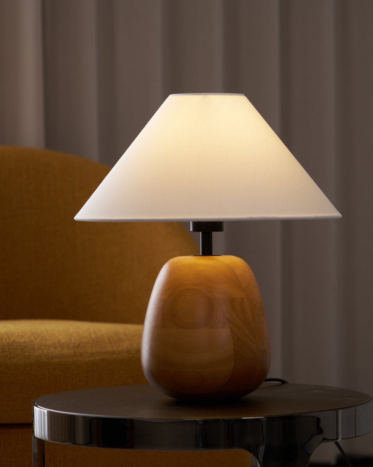 Irving Wood Table Lamp | Wood & Fabric | White