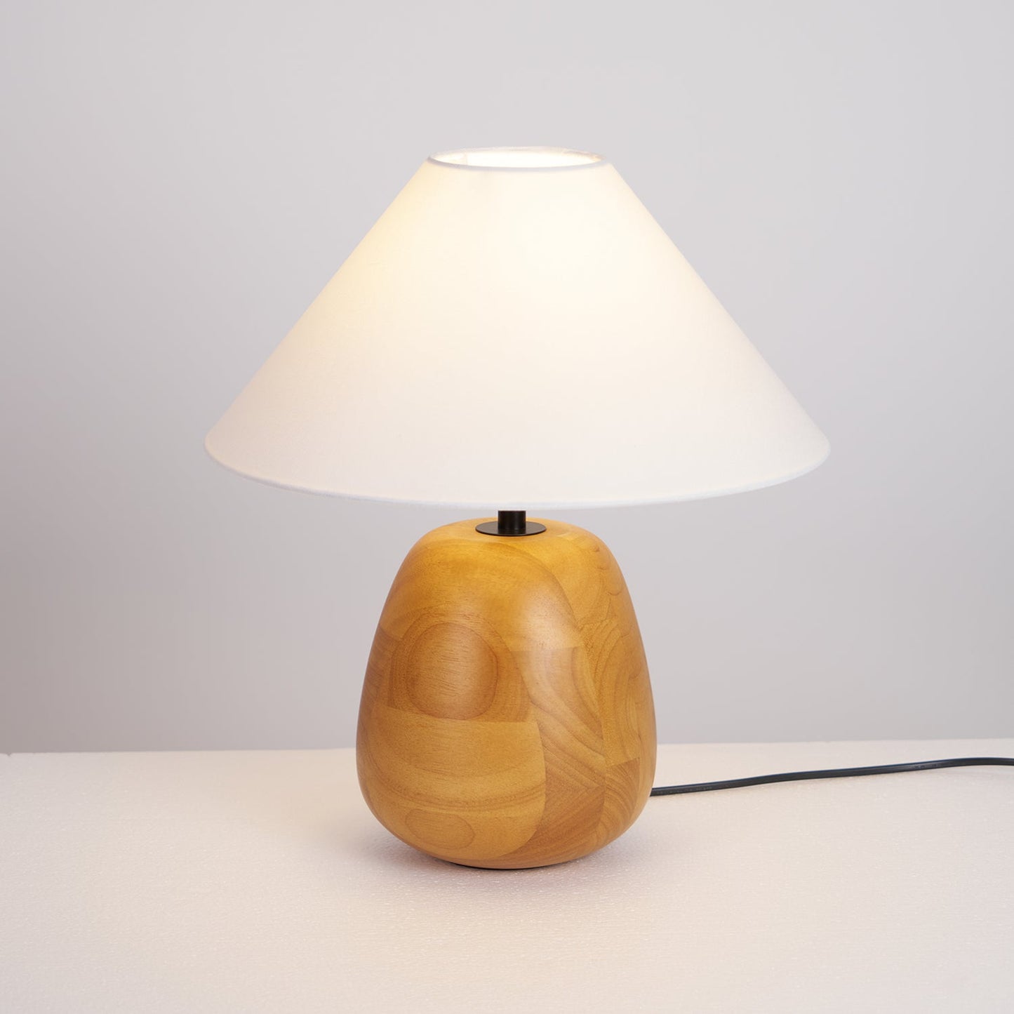 Irving Wood Table Lamp | Wood & Fabric | White