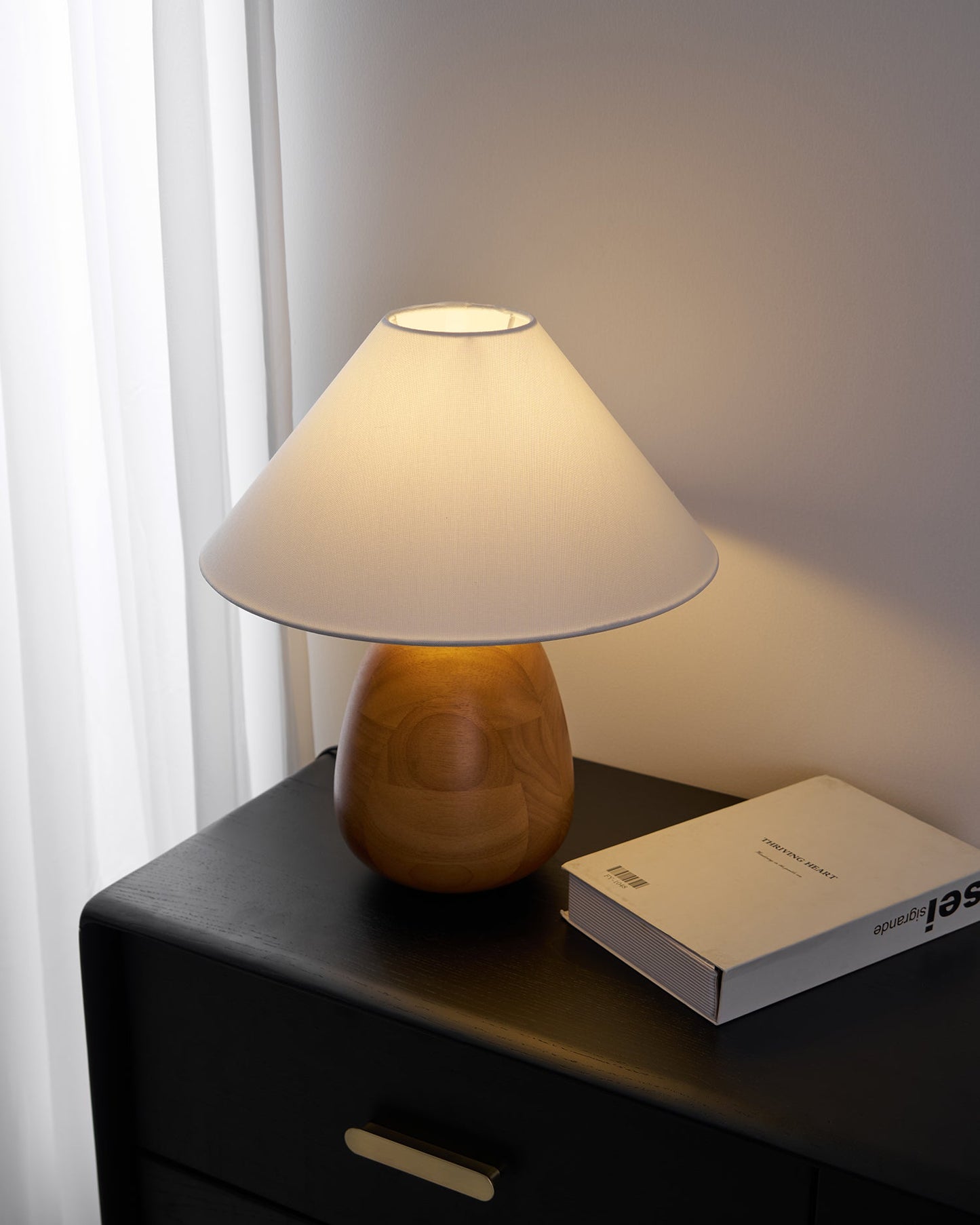 Irving Wood Table Lamp | Wood & Fabric | White