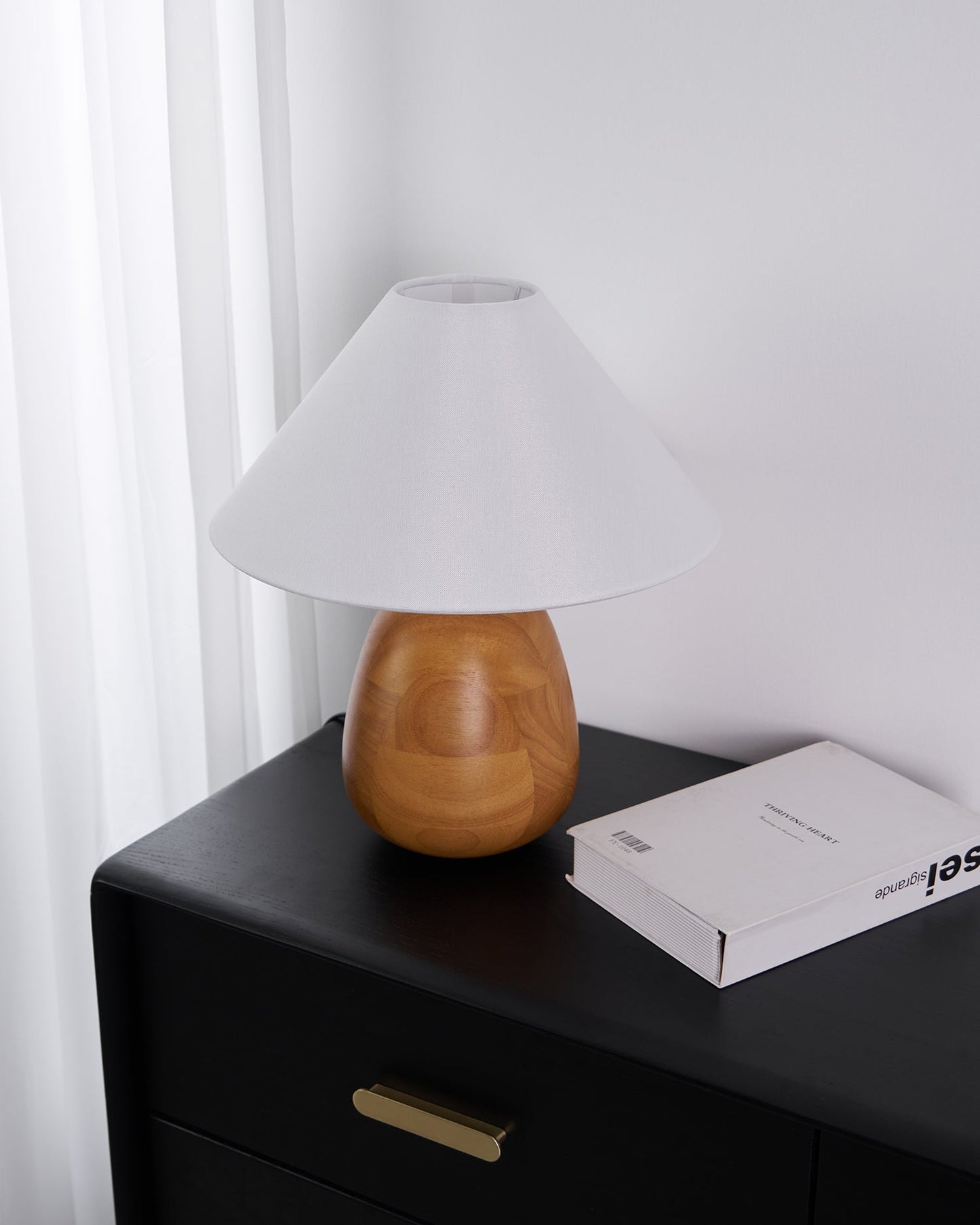 Irving Wood Table Lamp | Wood & Fabric | White