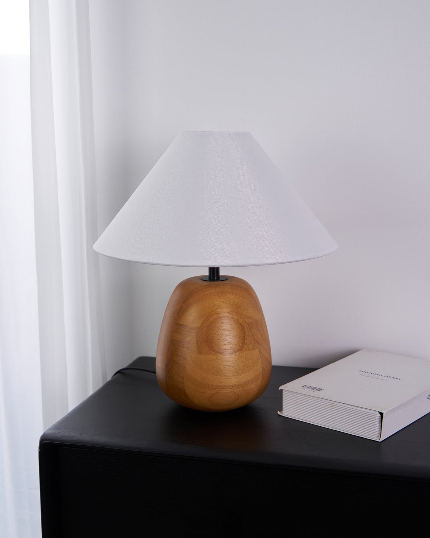 Irving Wood Table Lamp | Wood & Fabric | White