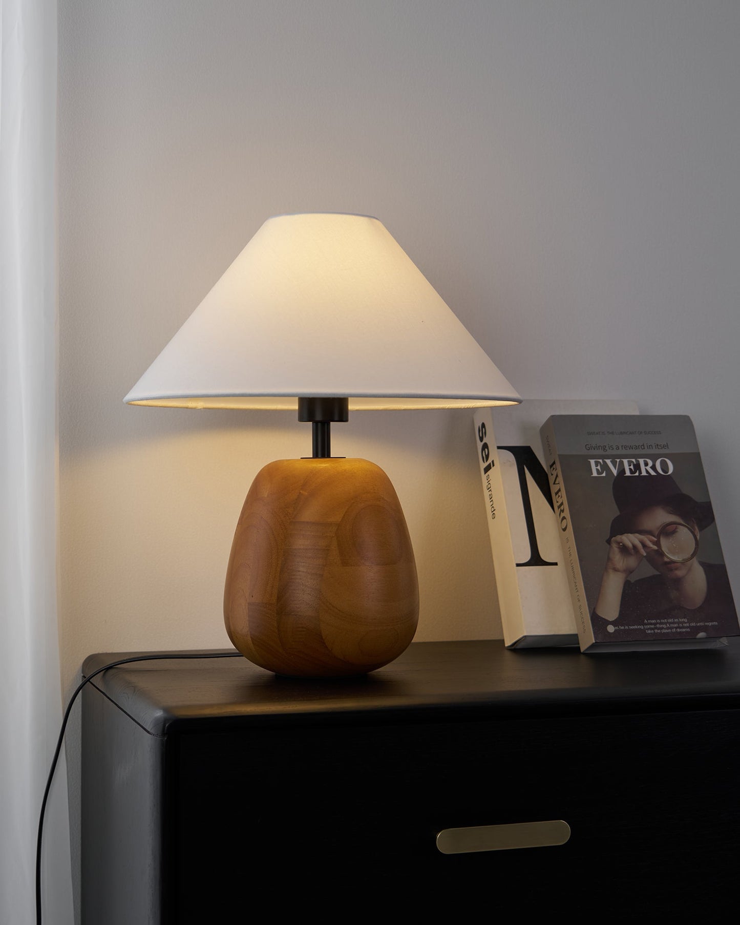 Irving Wood Table Lamp | Wood & Fabric | White