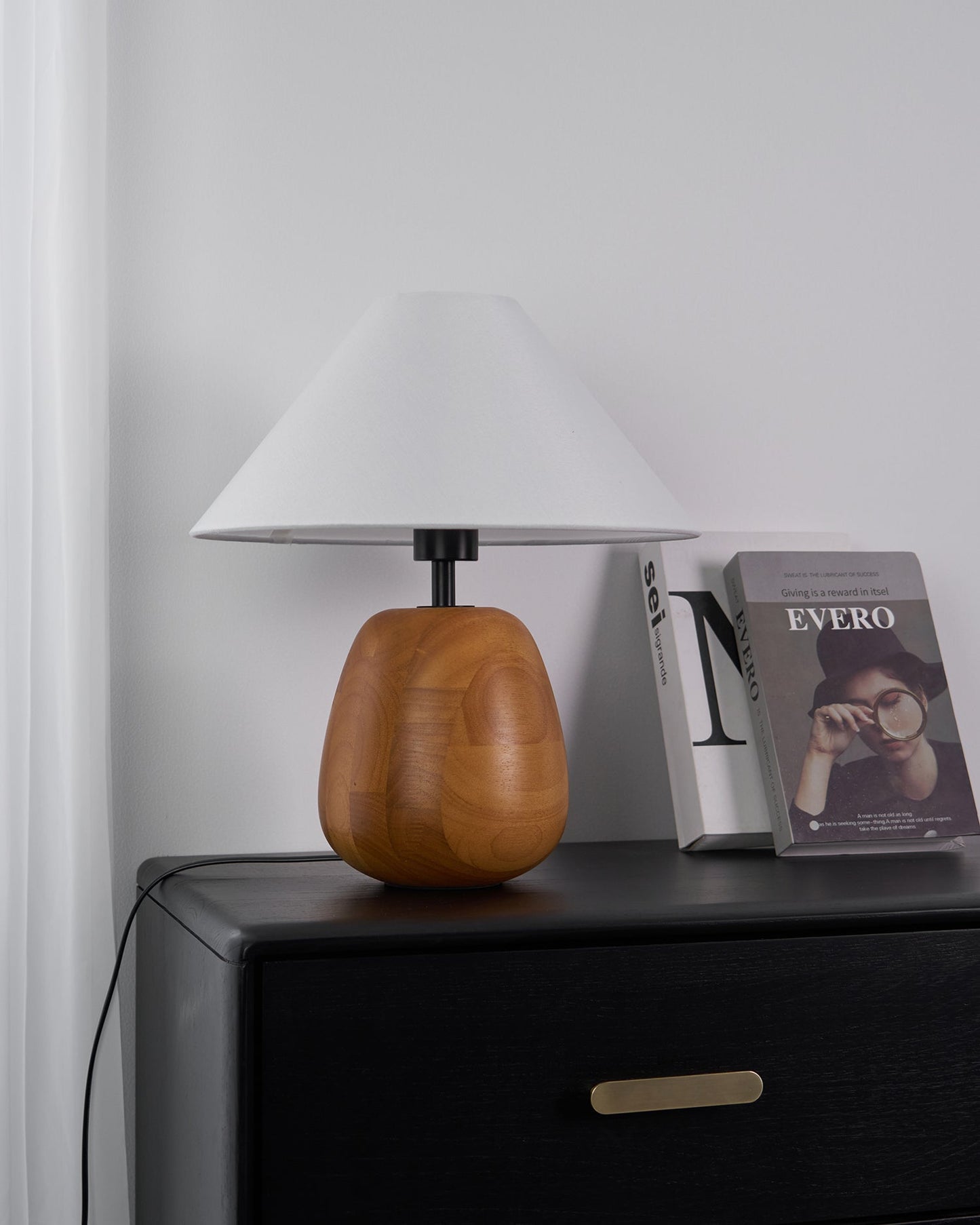 Irving Wood Table Lamp | Wood & Fabric | White