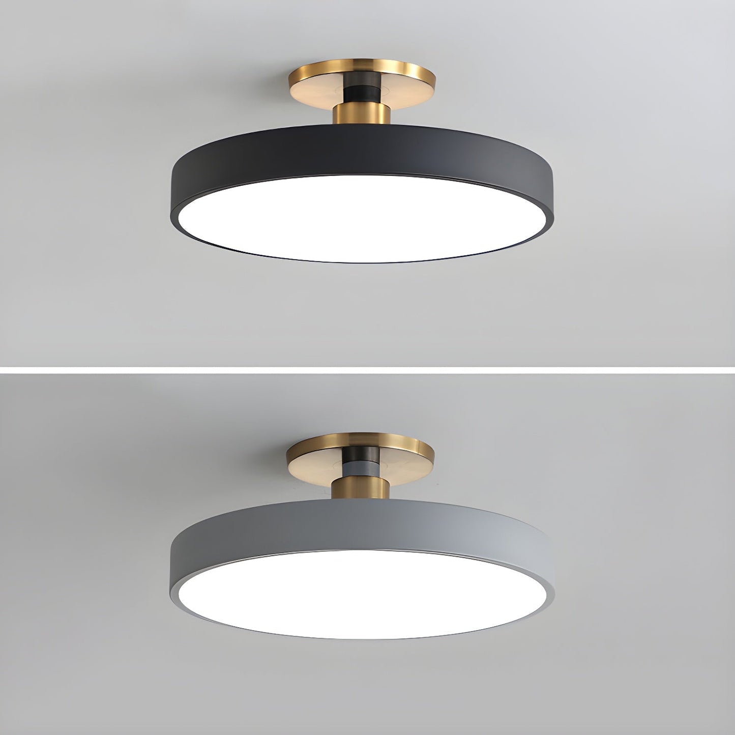 Isla Flush Mount Ceiling Lamp | Black and Gold Metal | 30cm or 40cm Diameter