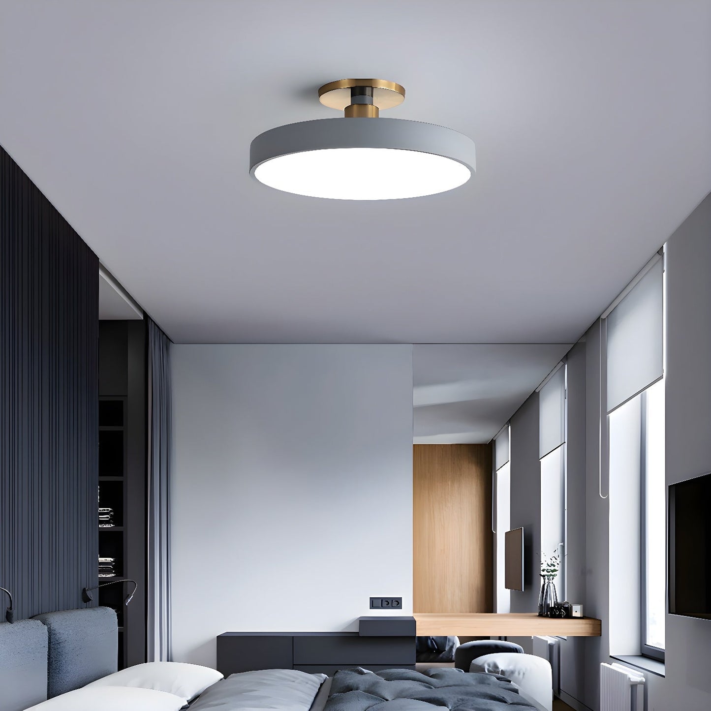 Isla Flush Mount Ceiling Lamp | Black and Gold Metal | 30cm or 40cm Diameter