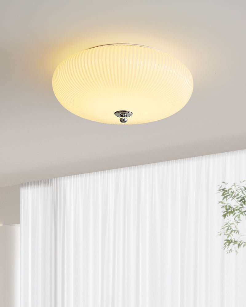 Ivory Ripple Ceiling Light | Metal & Glass | Cream