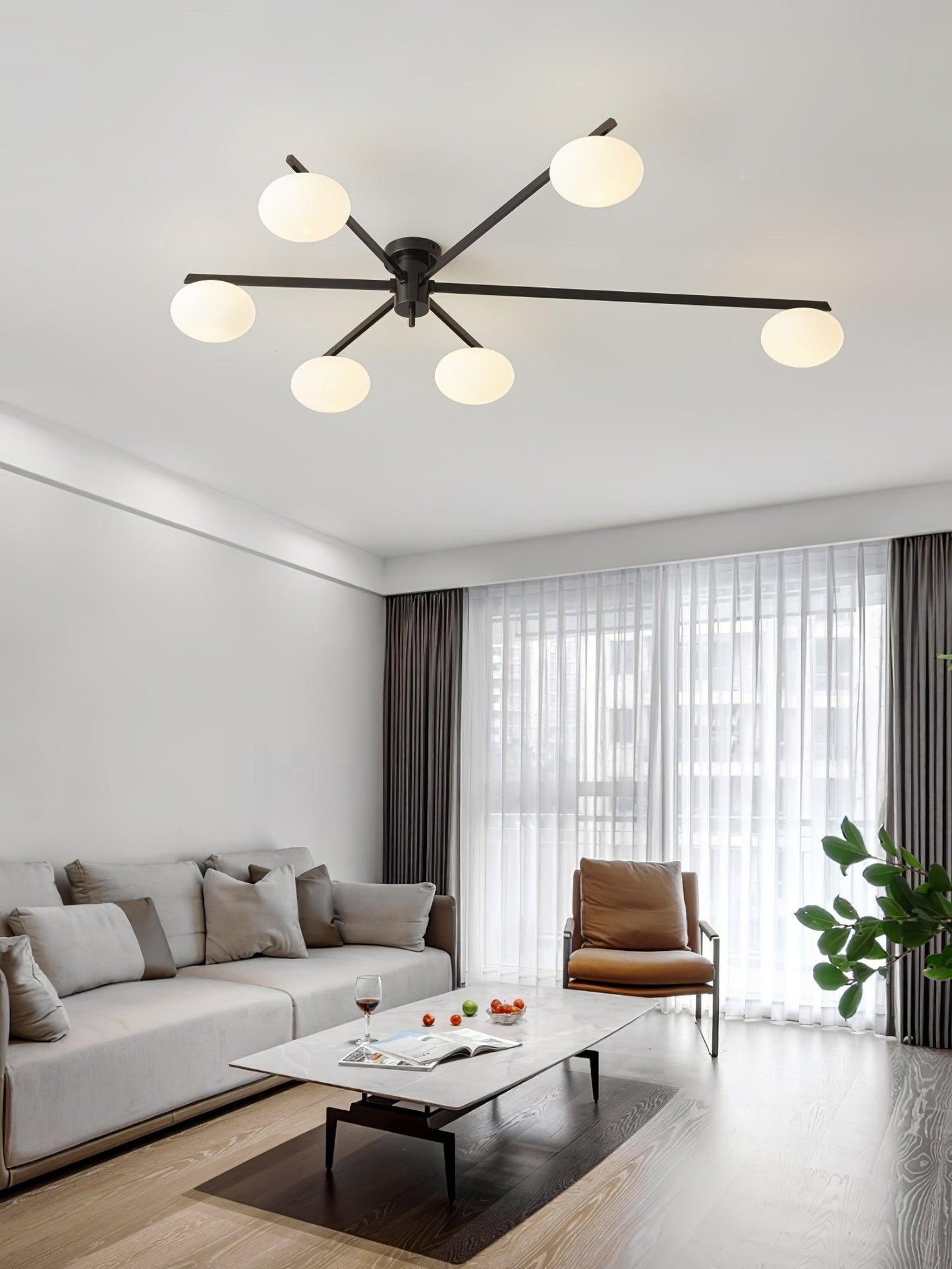 Jasper Ceiling Lamp | Brass & Black | 3, 5, or 6 Heads