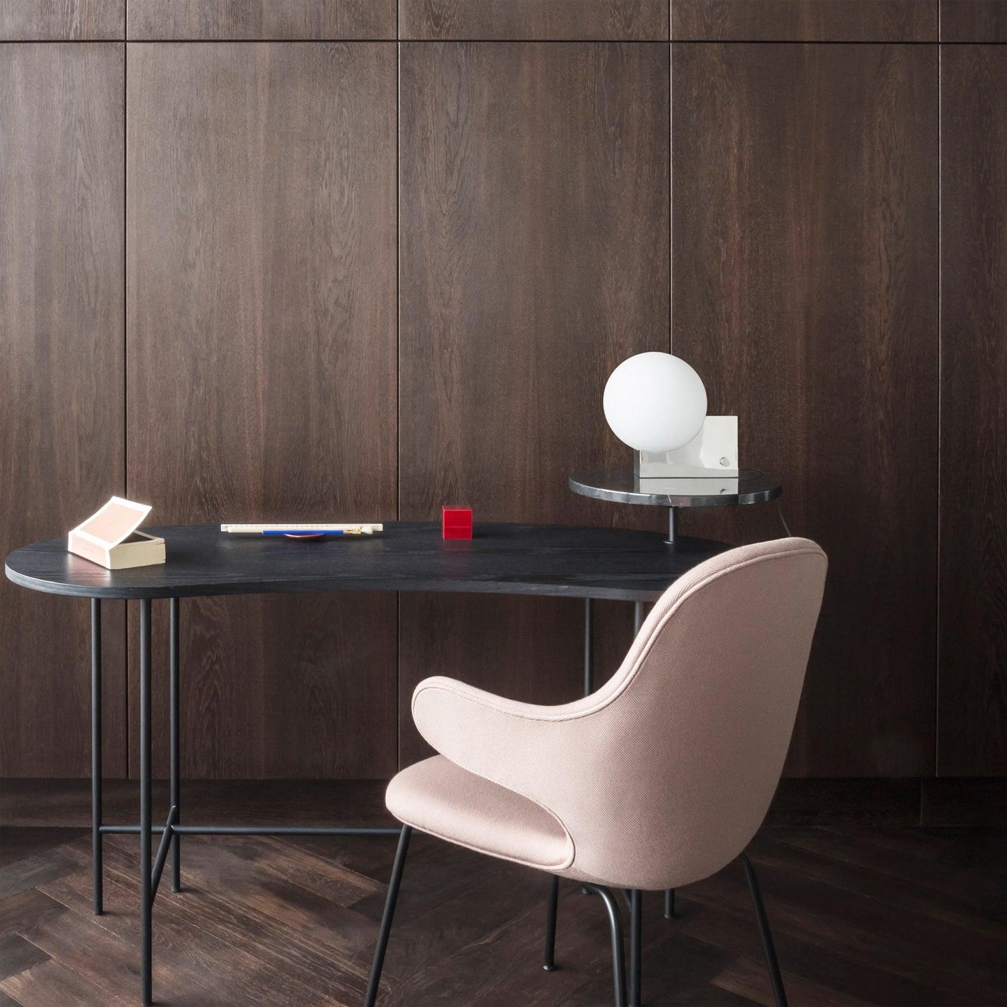 Fusion Table Lamp | Opaline Glass | Black, Chrome, Pink