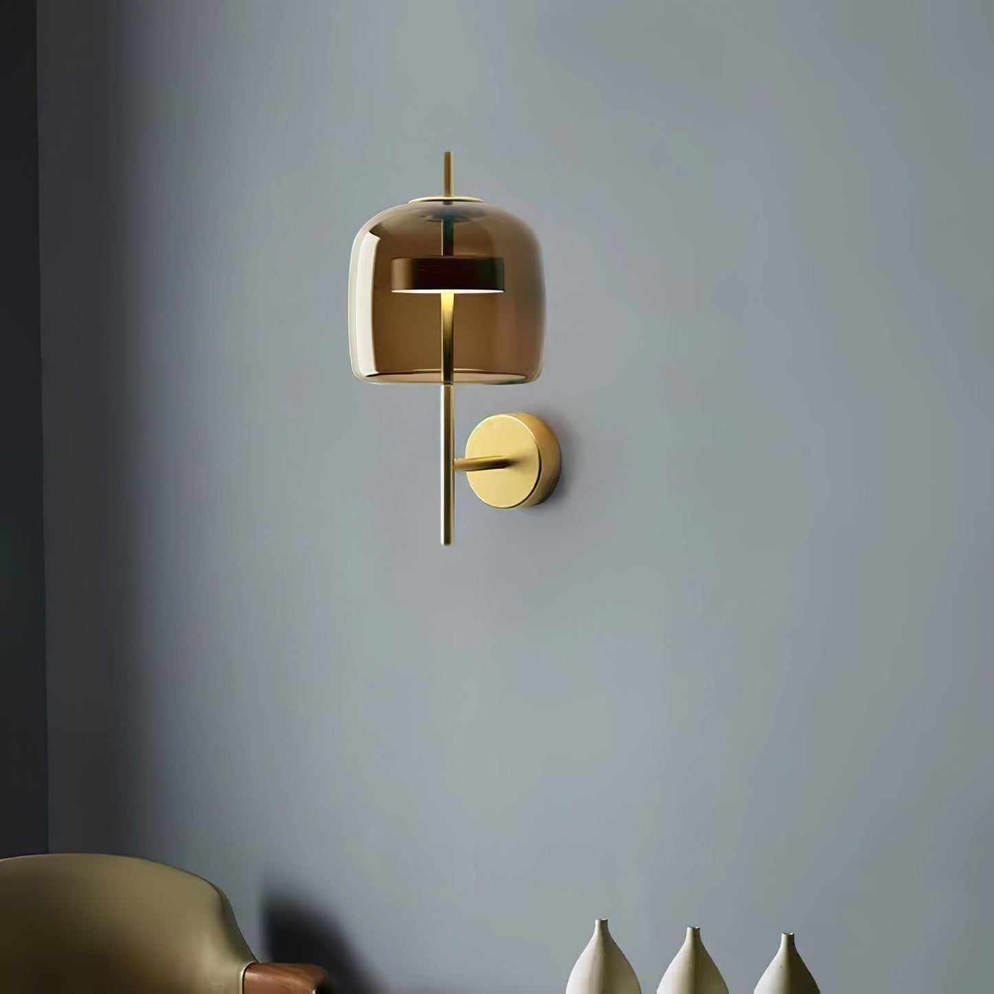 Hourglass Wall Sconce | Brass & Glass | Gold, Black, Amber, Smoke Grey